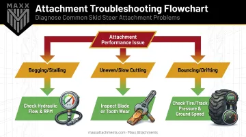 Skid steer troubleshooting flowchart for common land clearing equipment issues