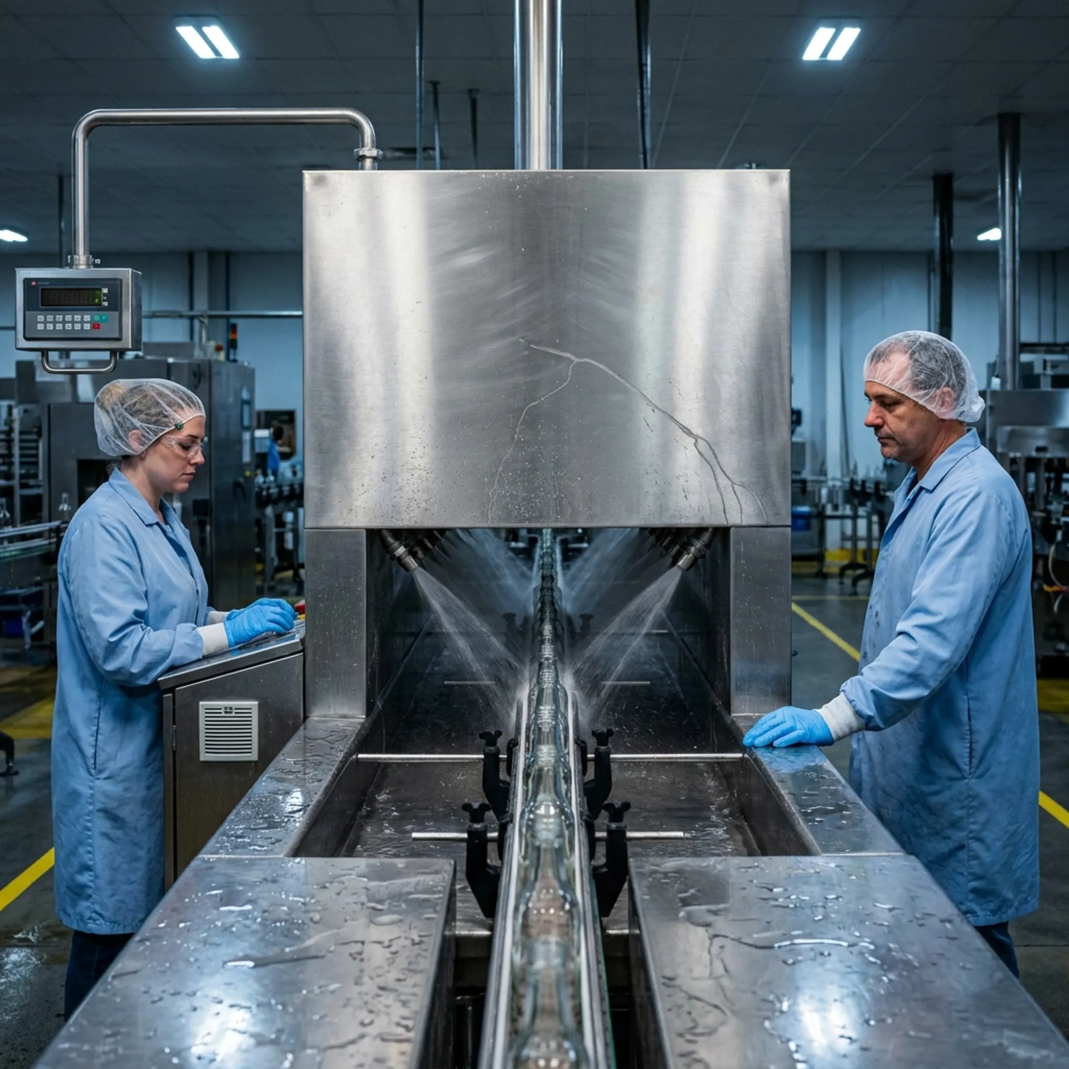 Food industry bottle rinsing