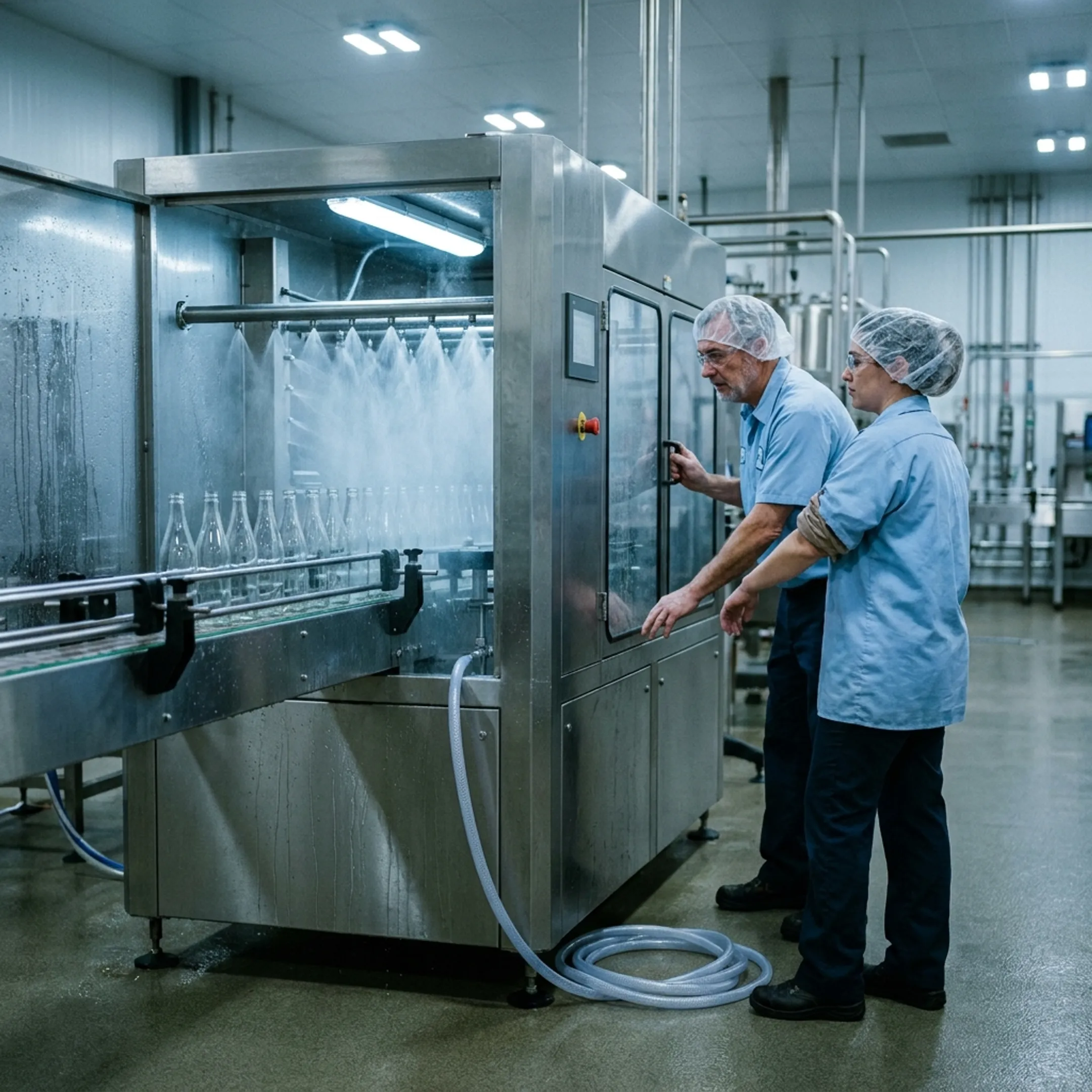 Food industry bottle cleaning