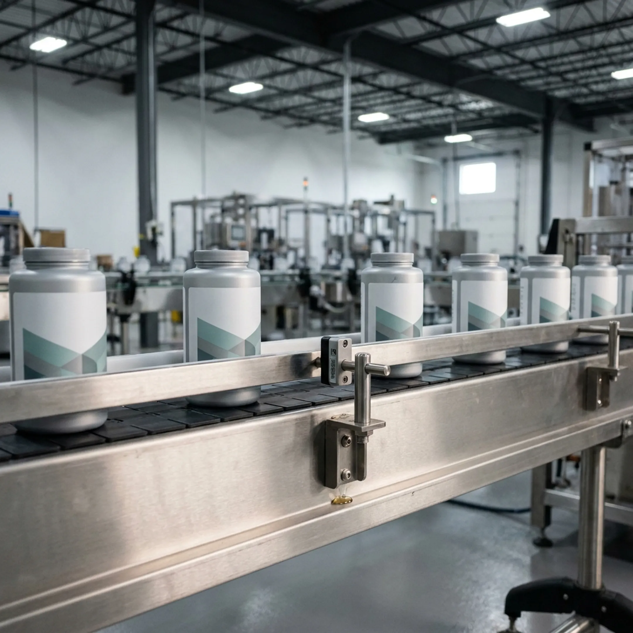 Chemical product packaging conveyor