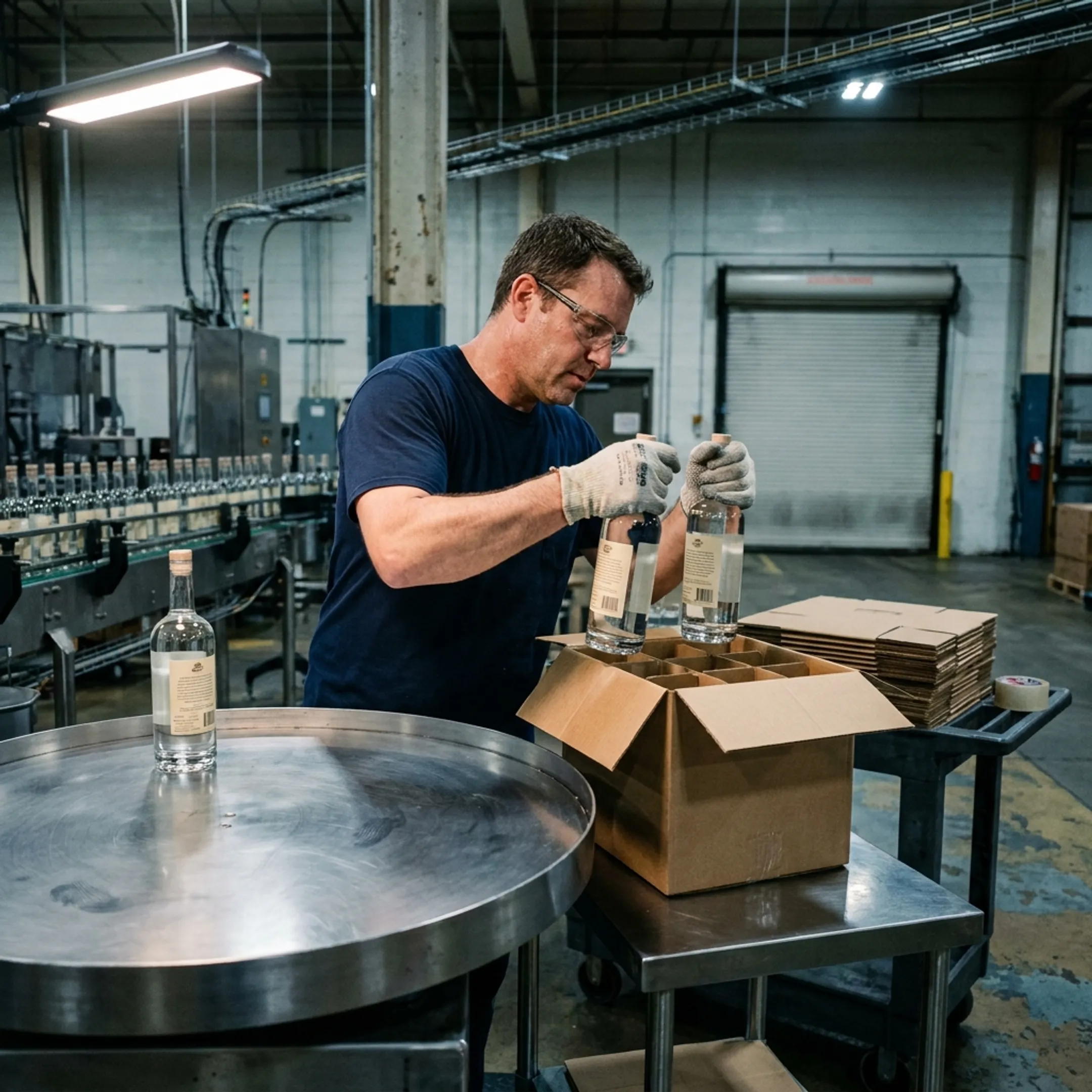 Manual case packing rotary turntable