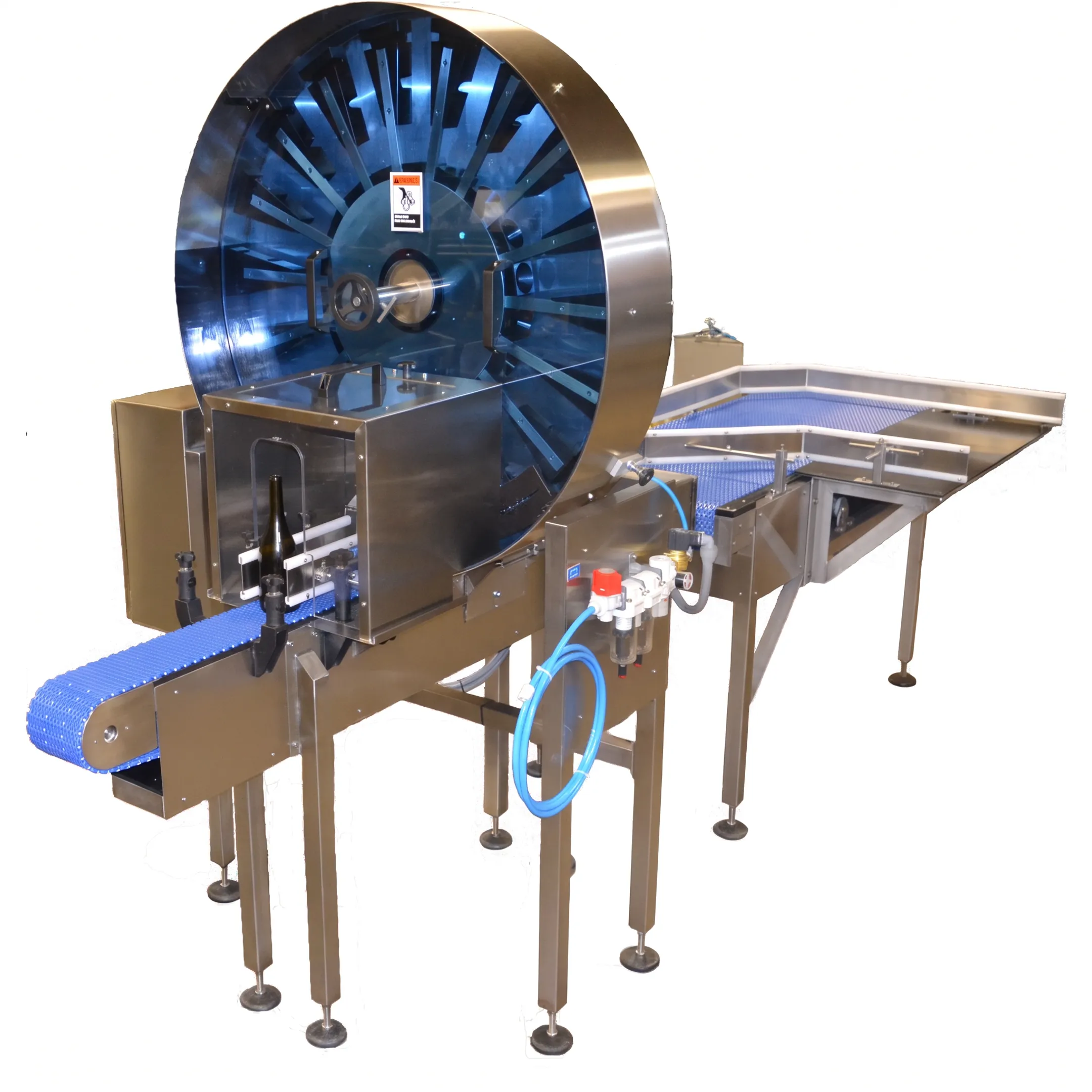 Automated bottle cleaning and container handling equipment in a packaging facility