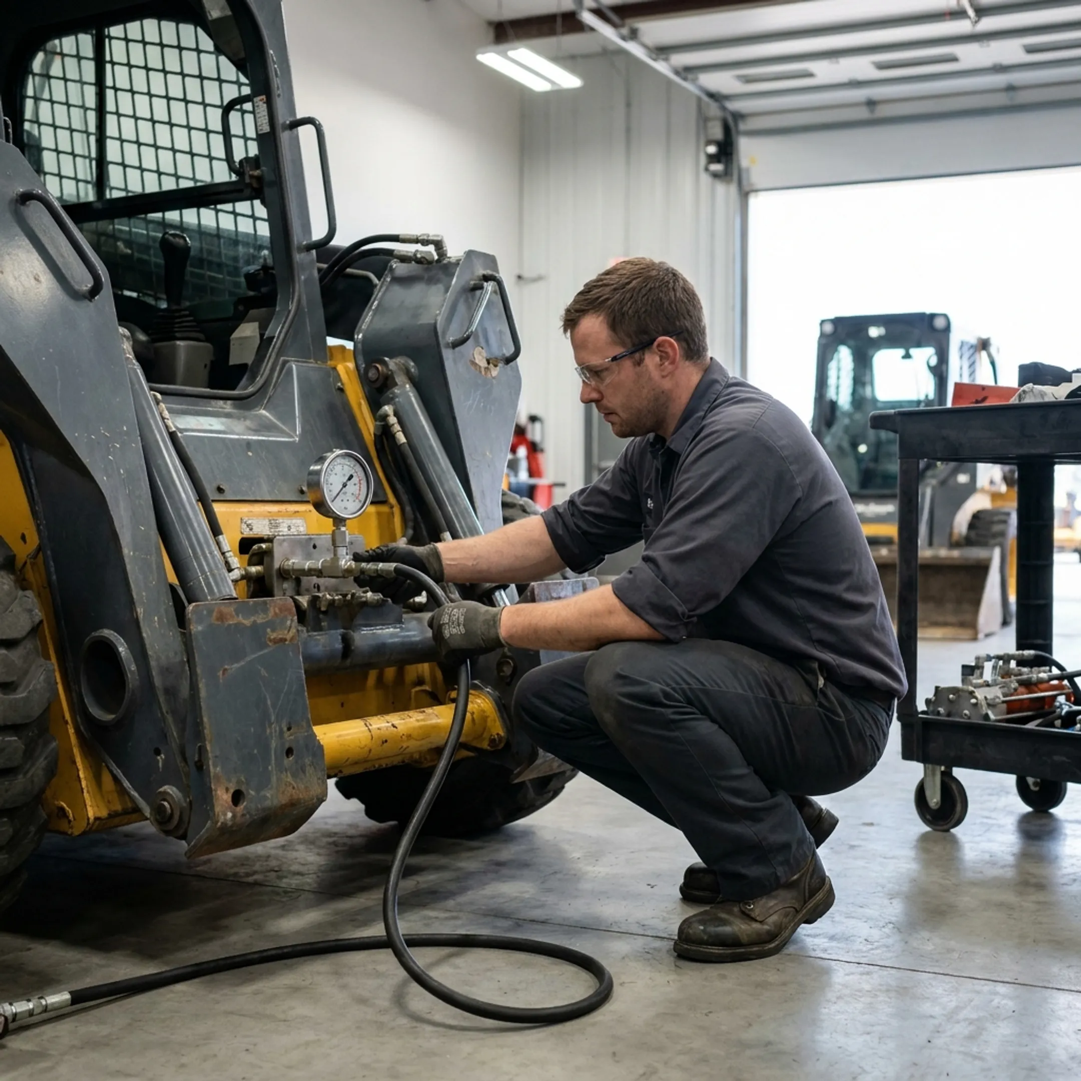 Rental fleet hydraulic equipment inspection
