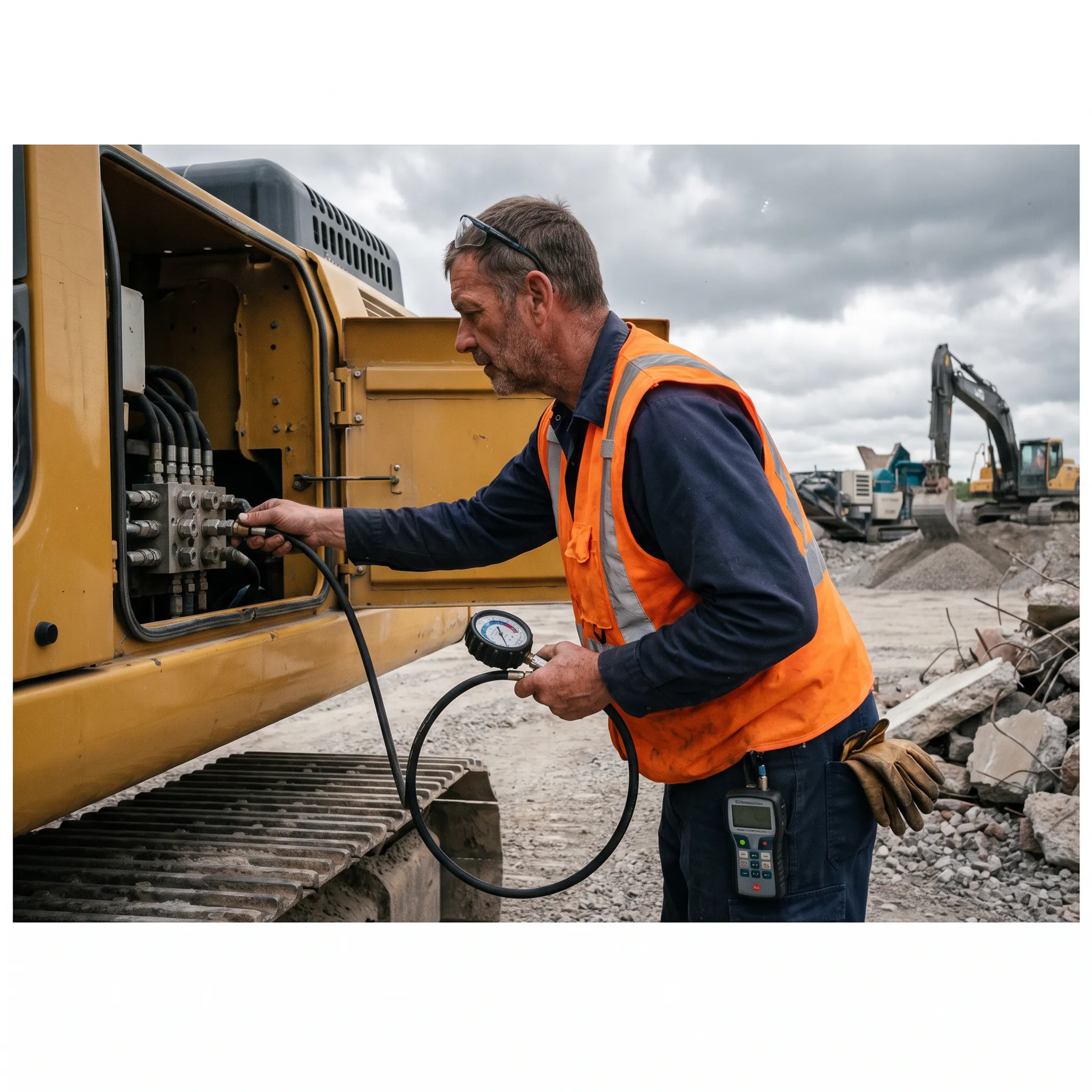 Aggregate equipment hydraulic maintenance