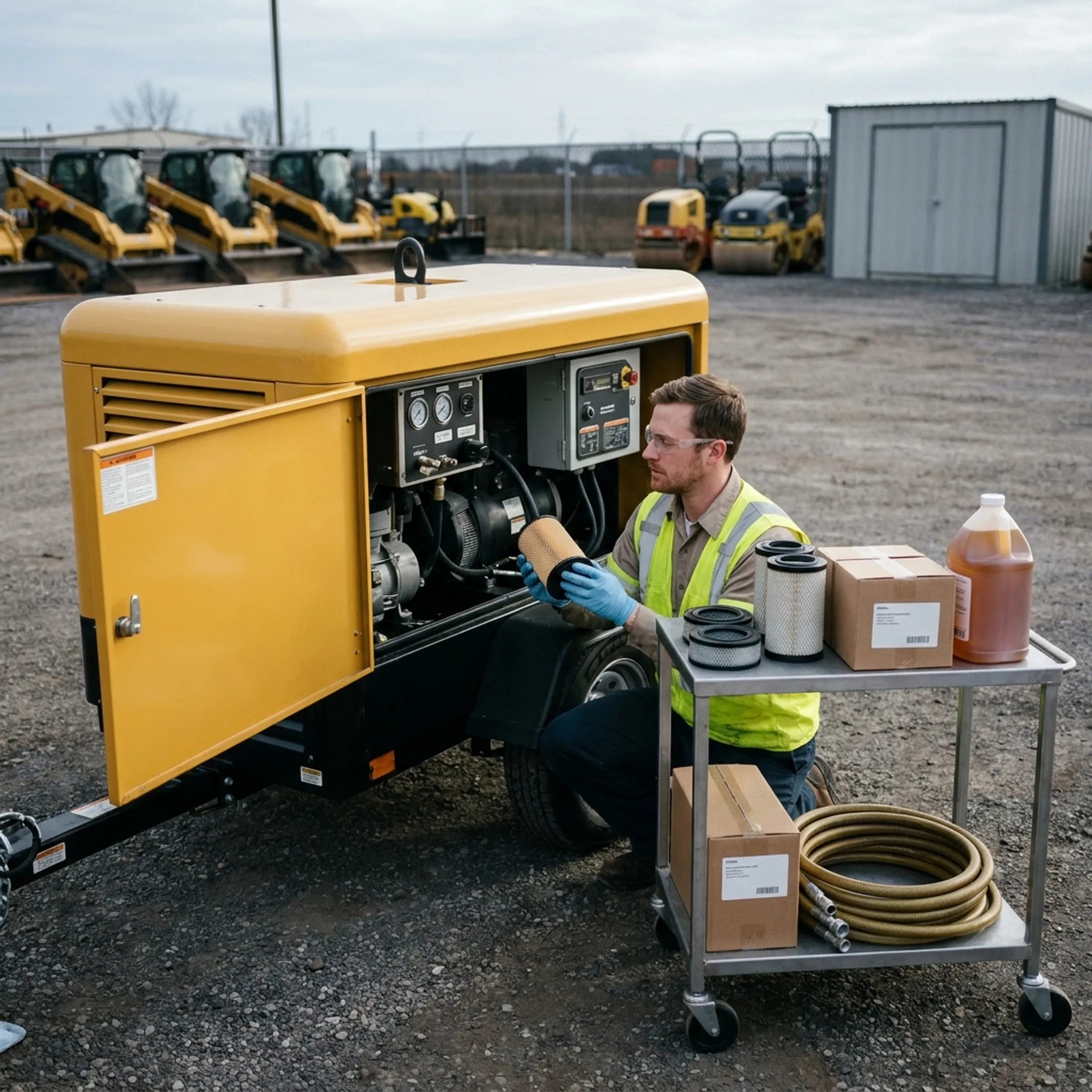 Rental yards maintaining air compressors