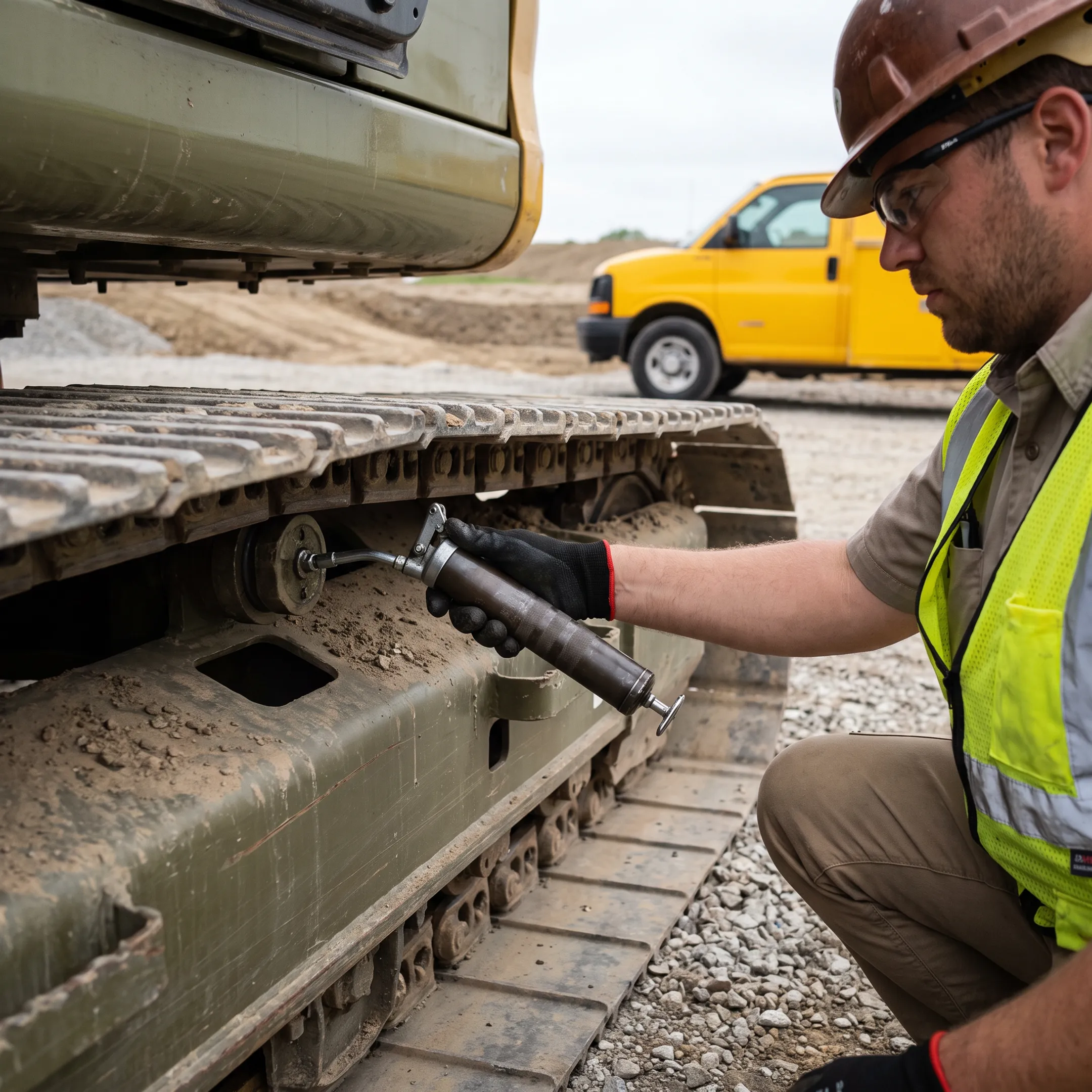 Excavation contractor using an excavator