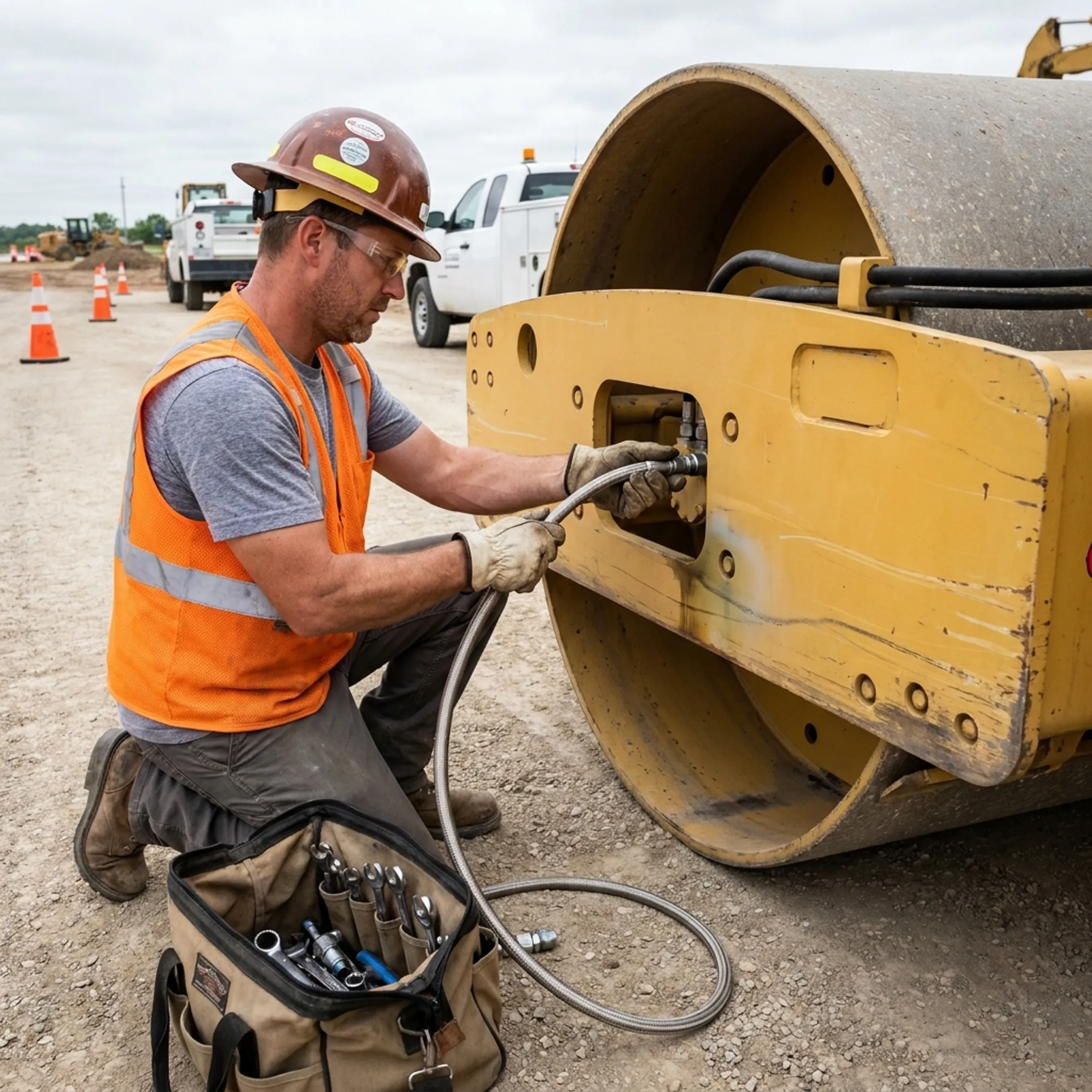 Compaction equipment hydraulic service