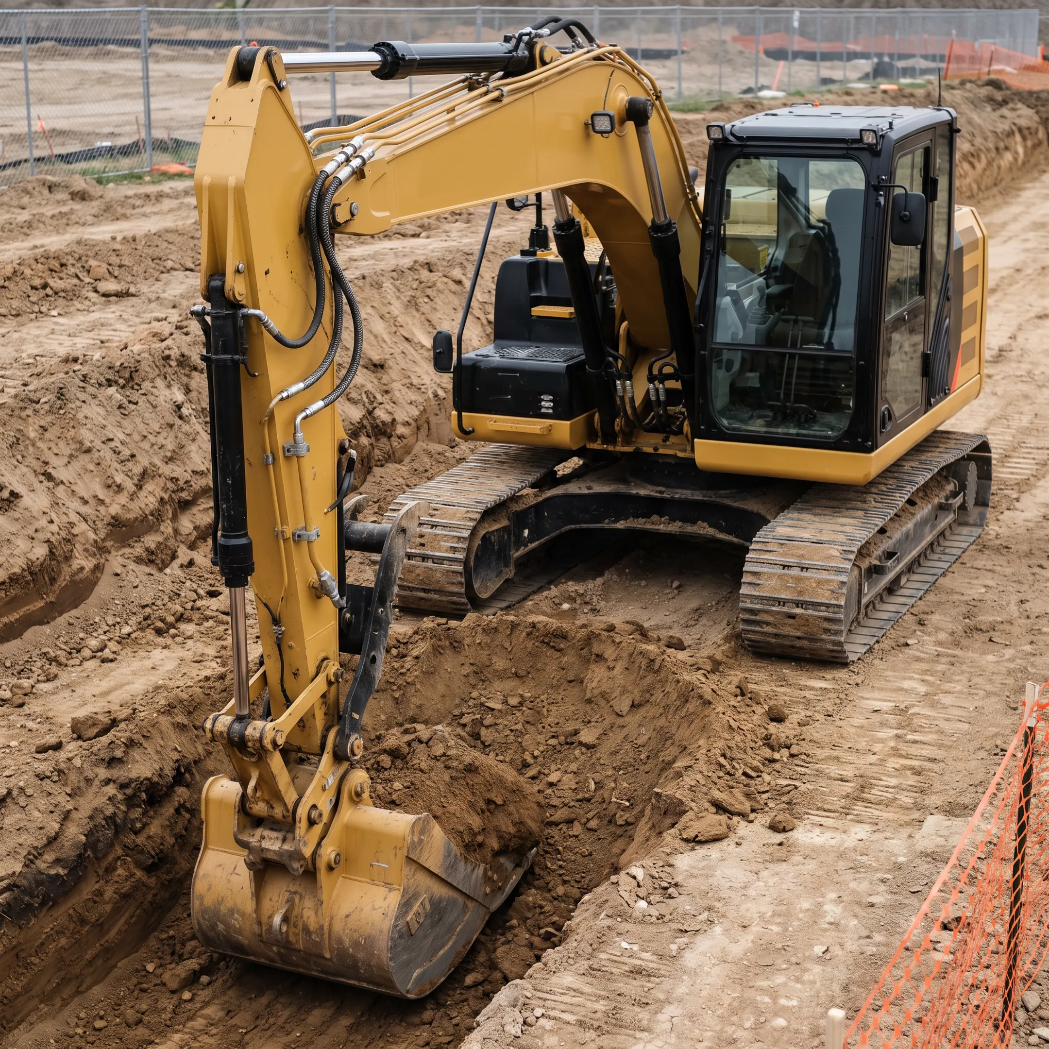 Excavation equipment using hydraulic hoses