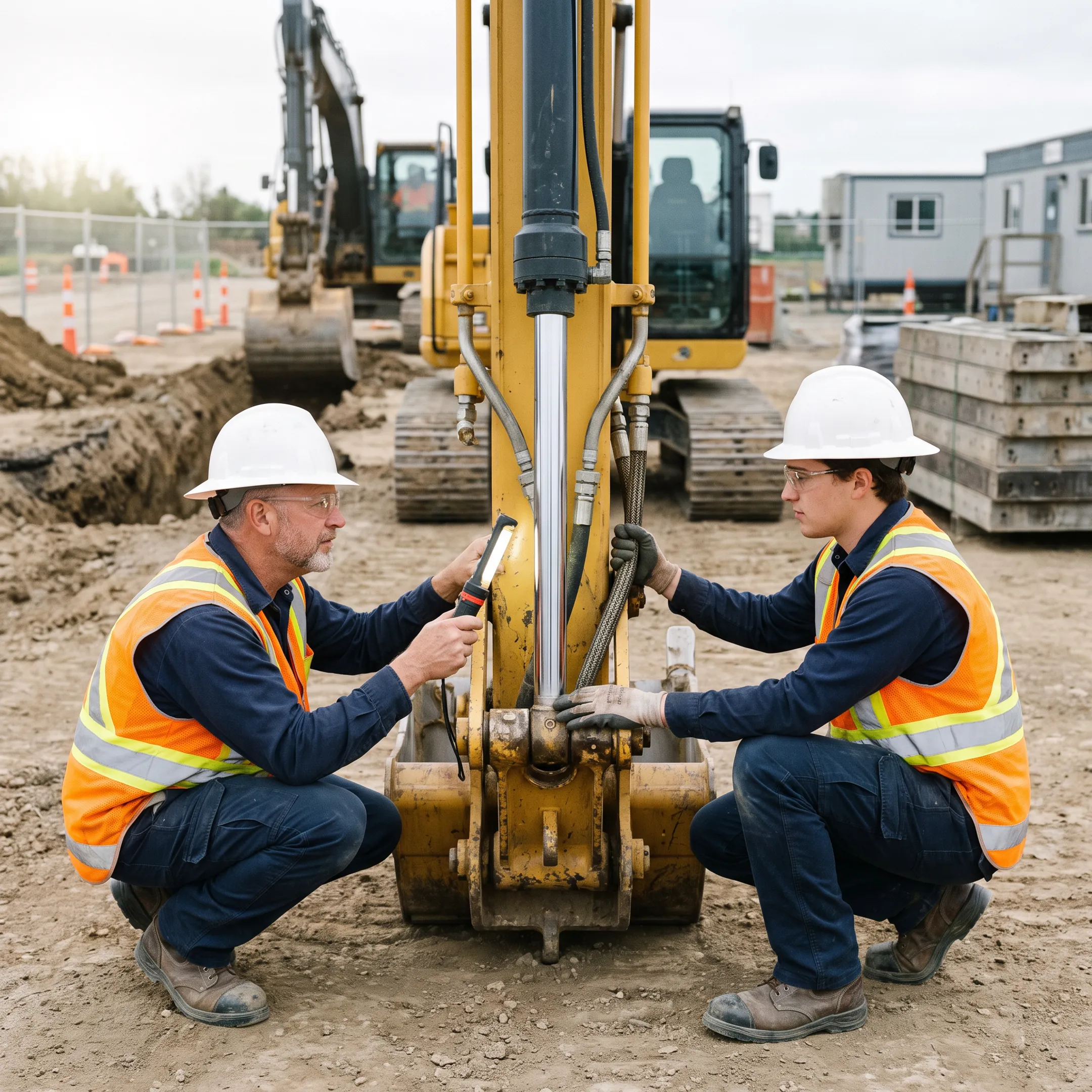 Excavation contractor using an excavator