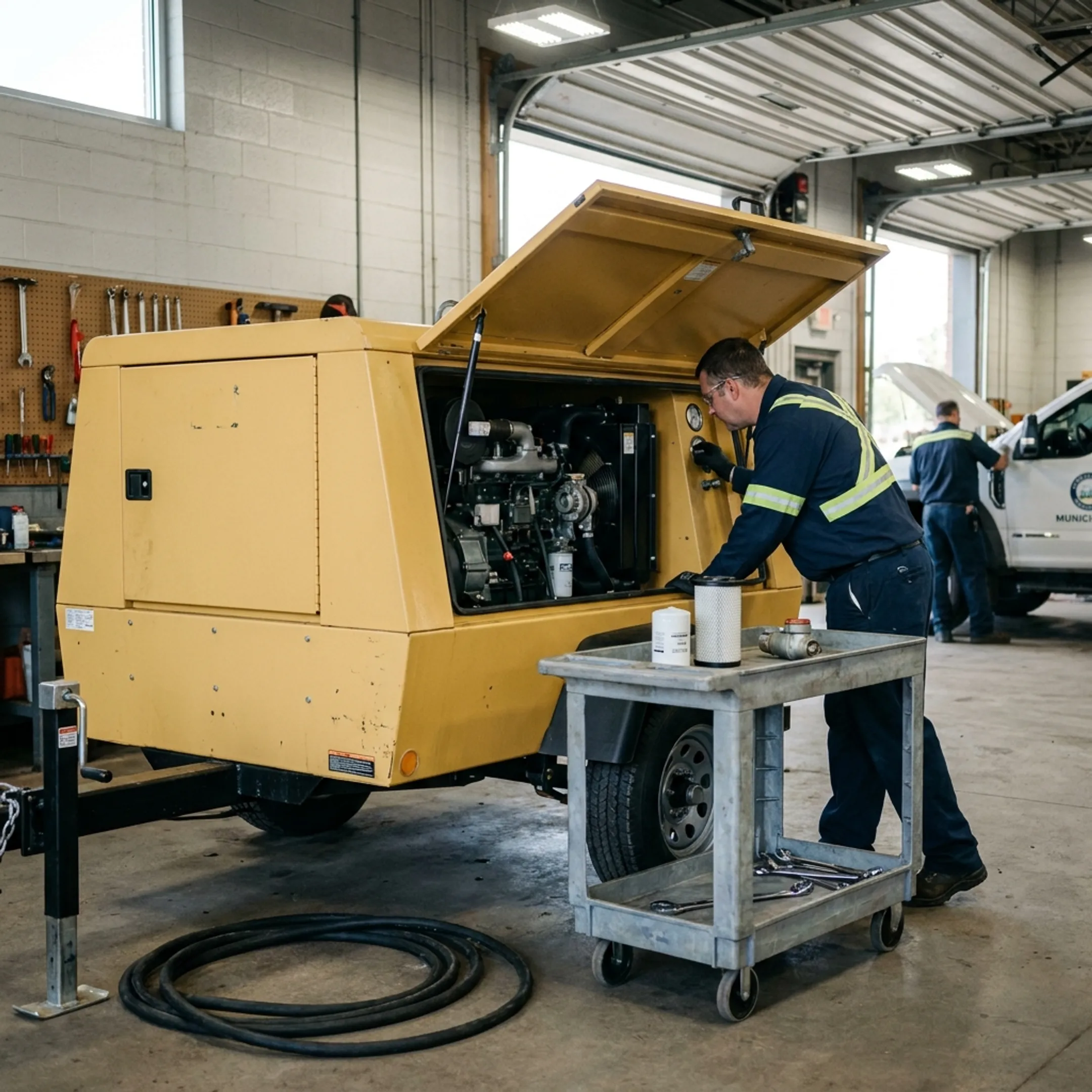 Municipal public works compressor maintenance