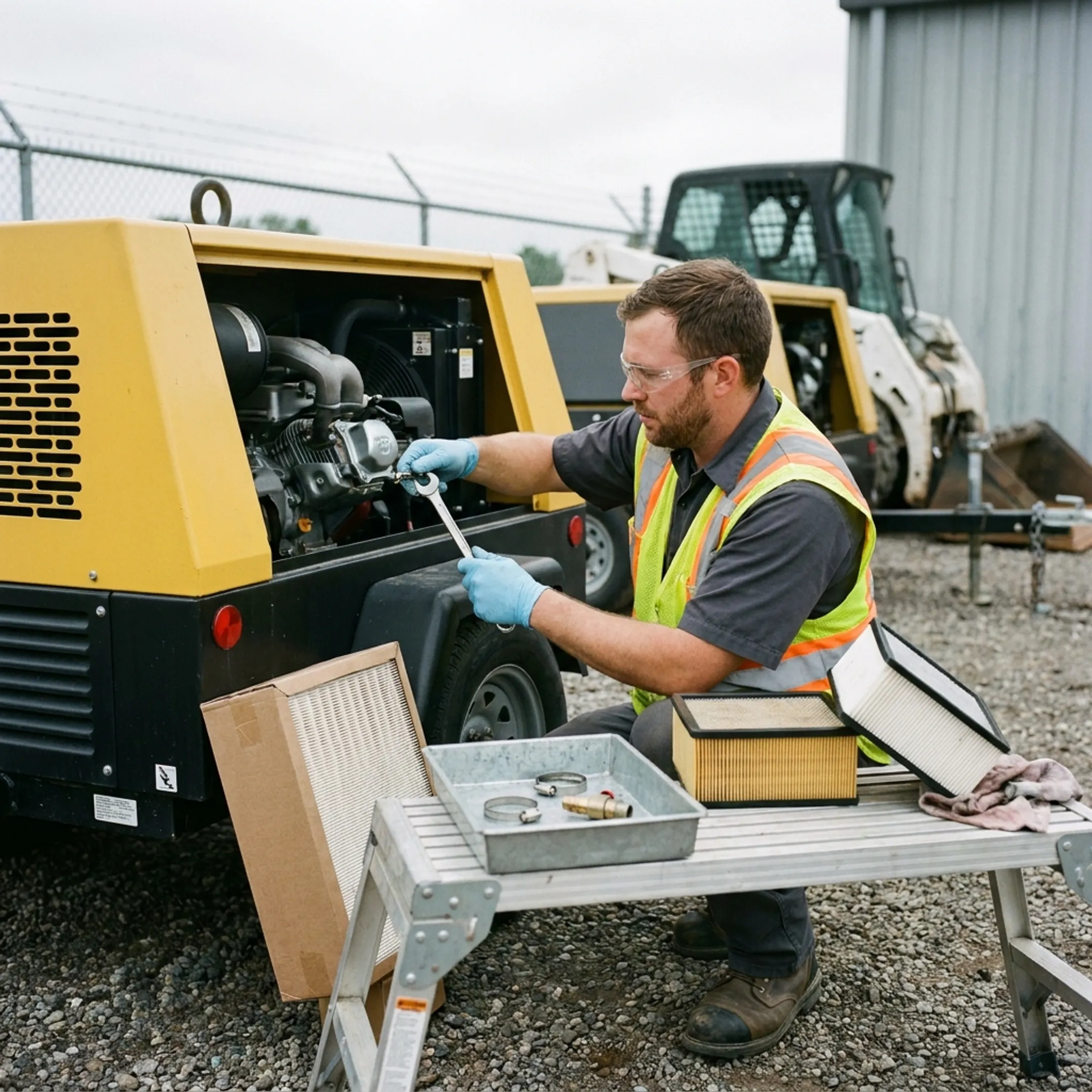 Rental yard compressor maintenance