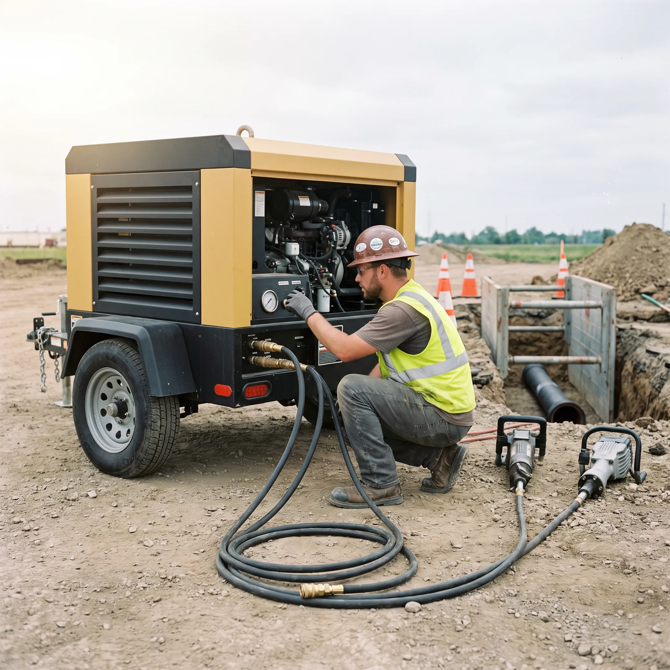 Utility and pipeline crews using compressor equipment