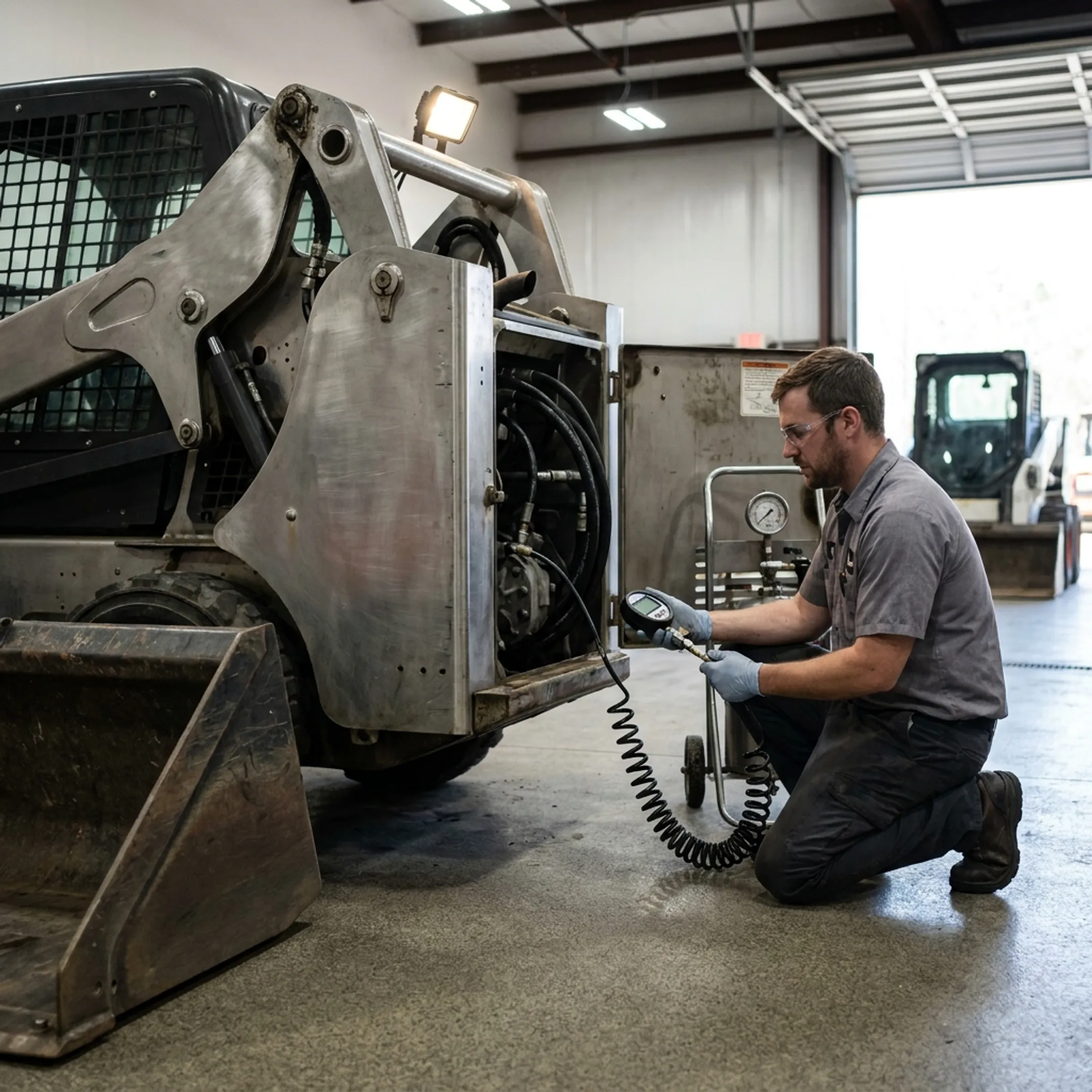 Rental fleet skid steer inspection