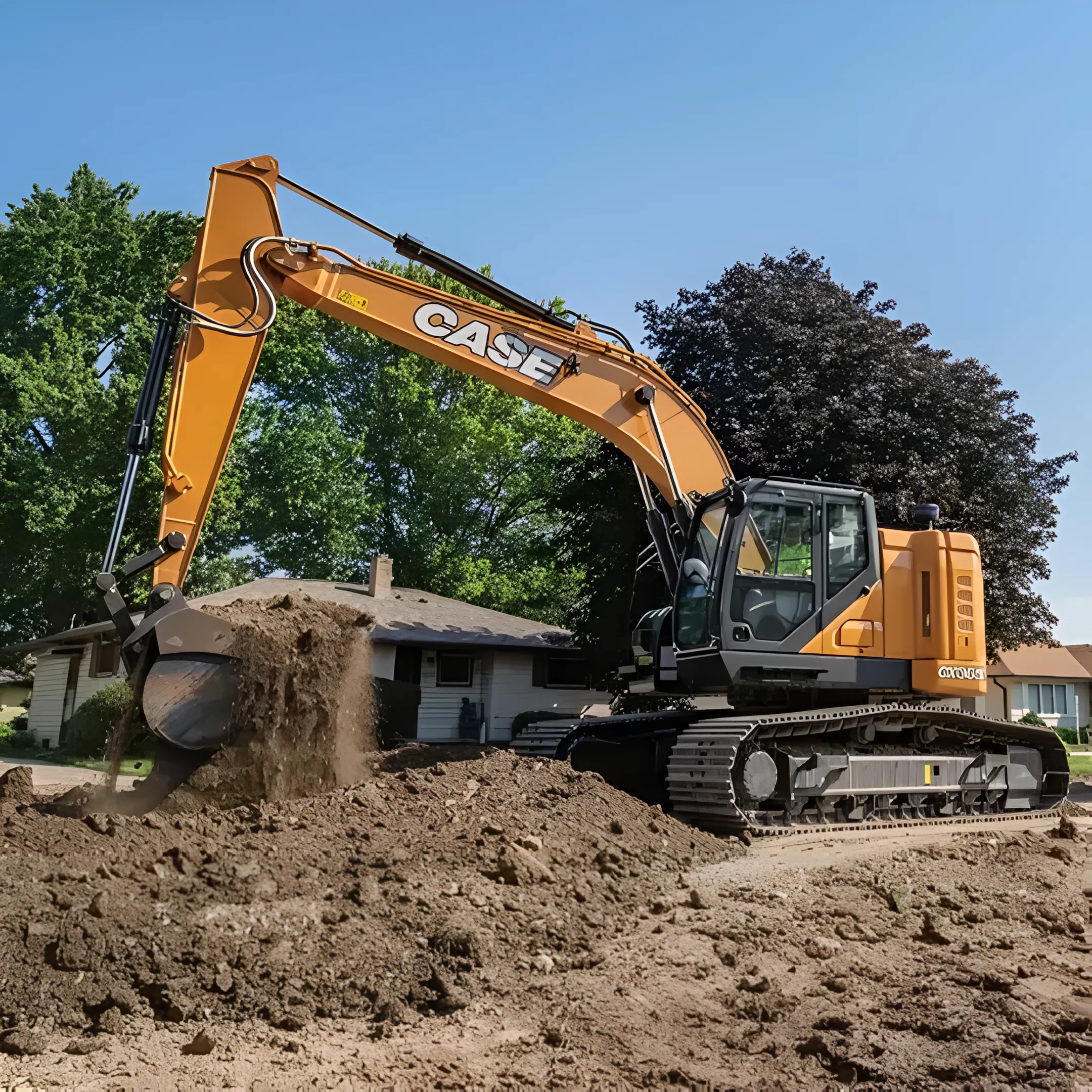 Excavation and site development equipment using hydraulic hose assemblies