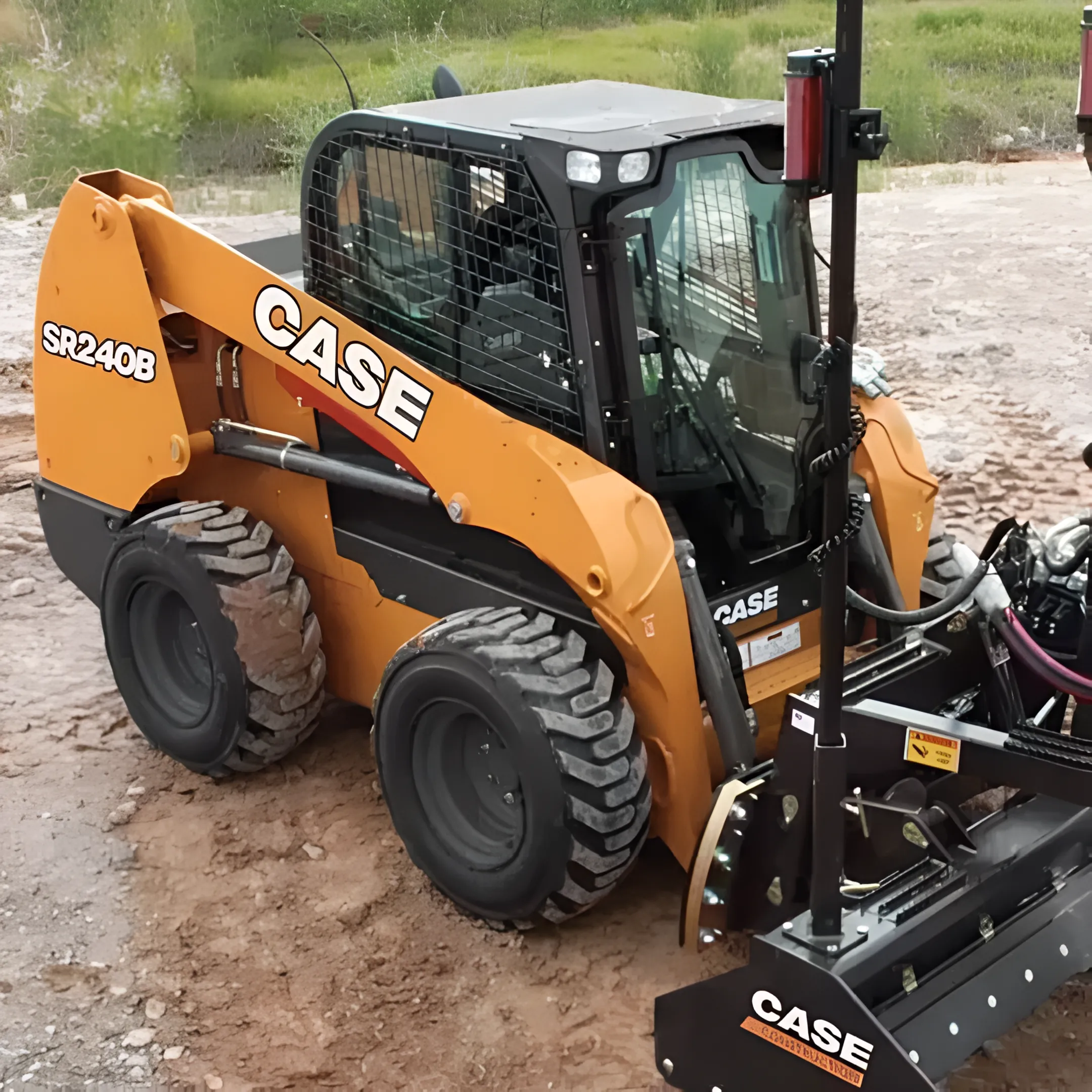 Skid steer using hydraulic attachments