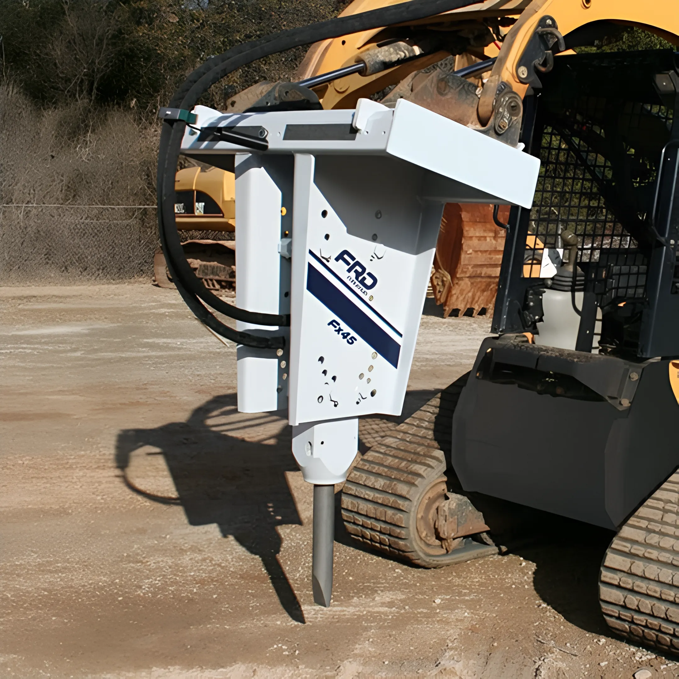 Road contractor using a hydraulic breaker