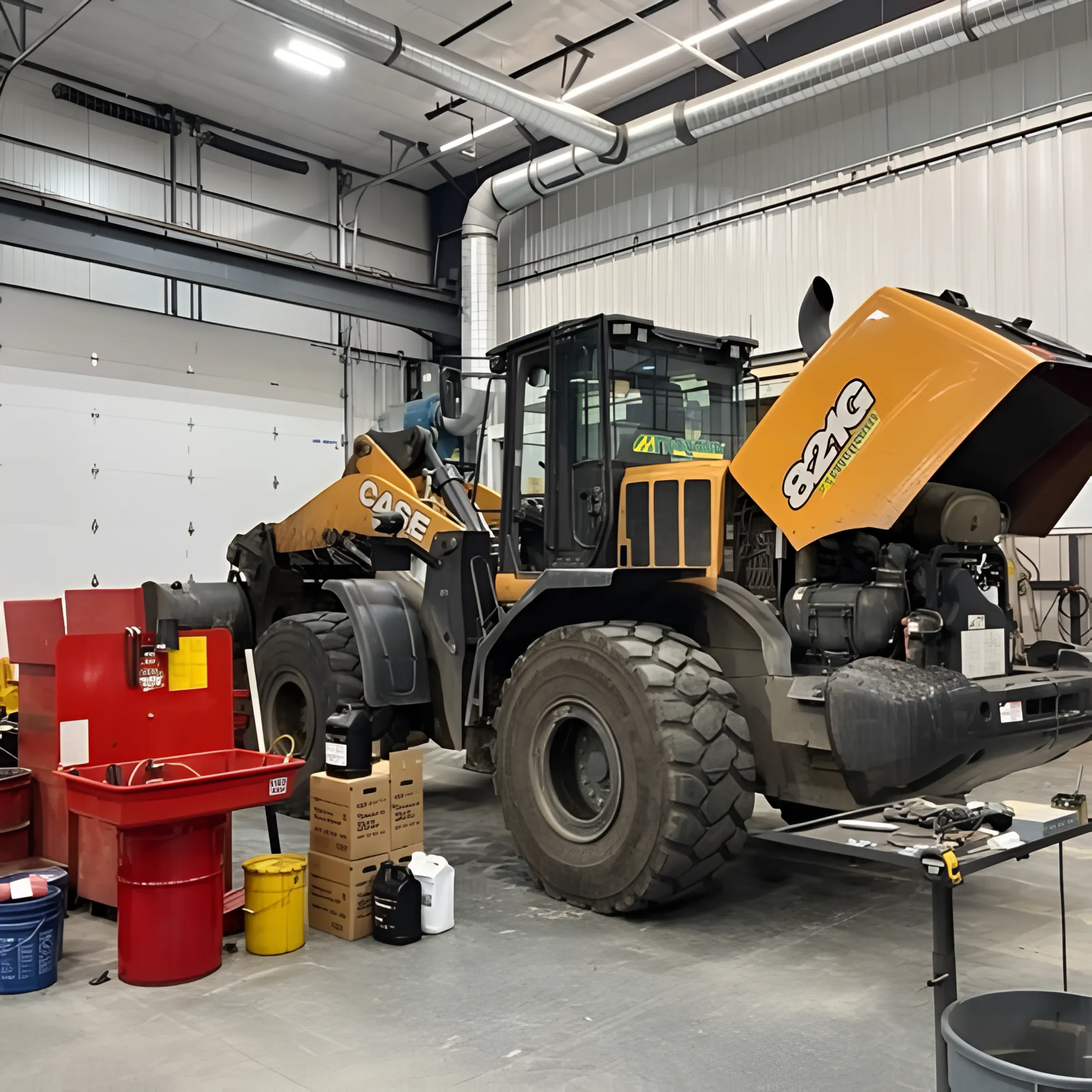 Technician diagnosing a heavy equipment hydraulic system