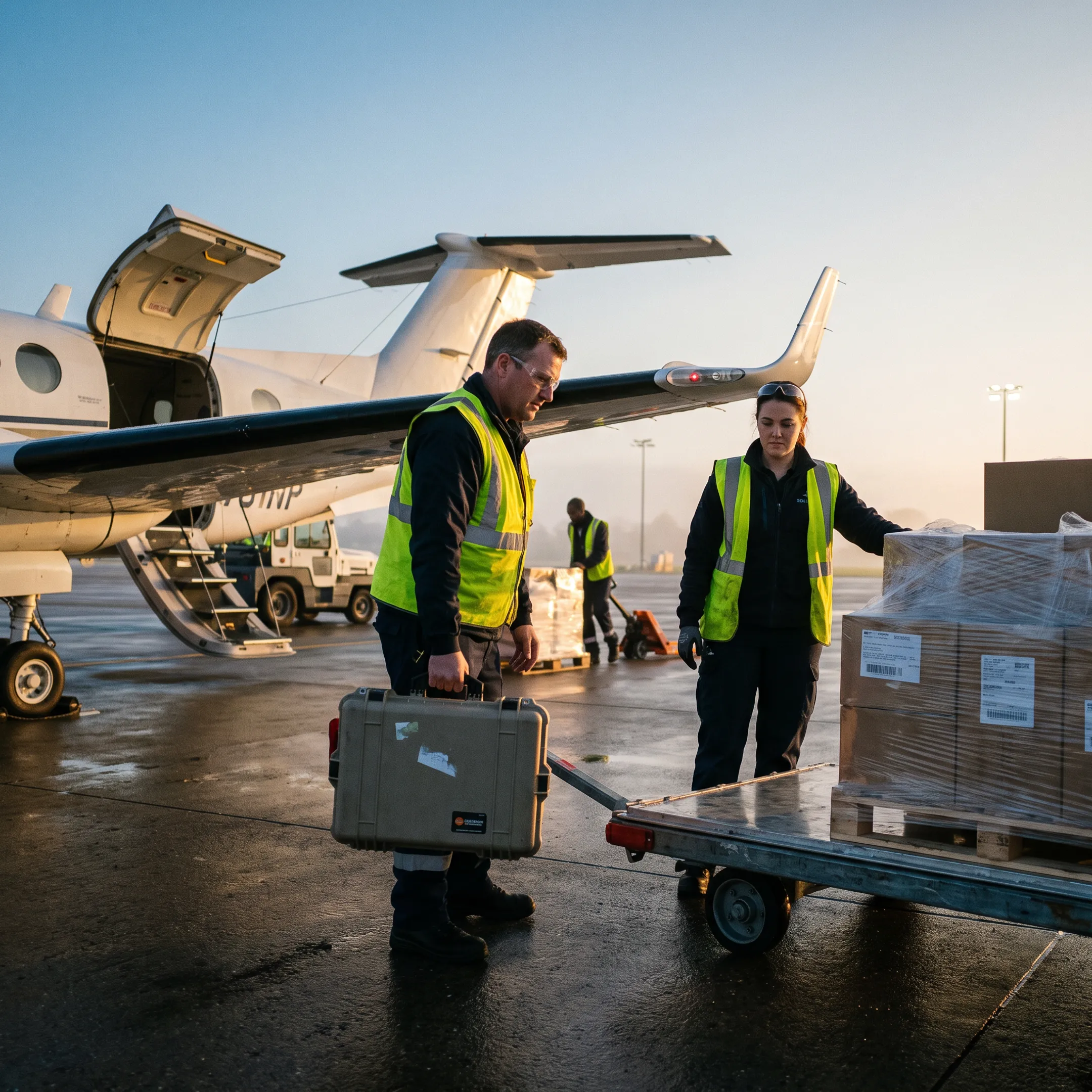 Medical equipment loaded for air charter