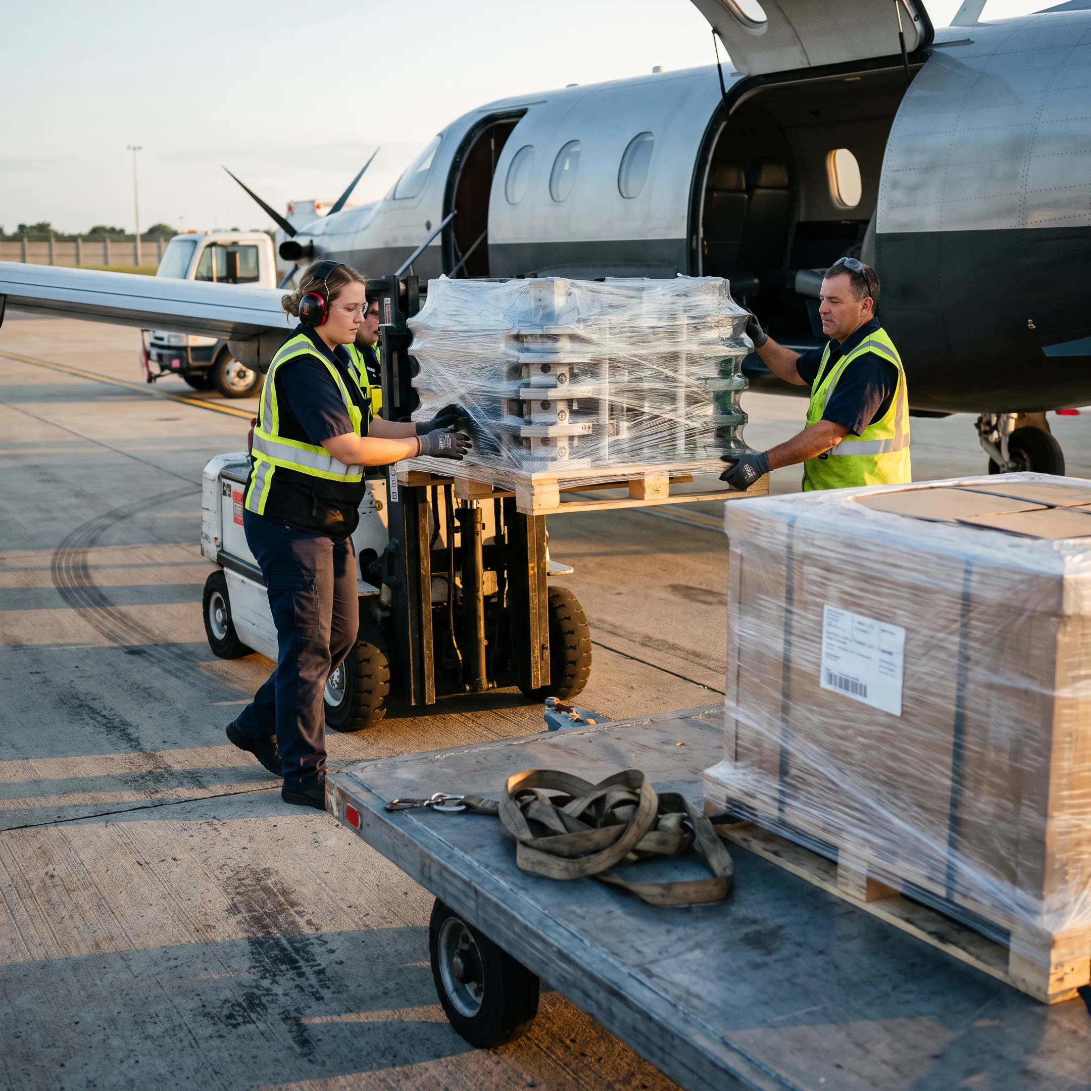 Cargo being loaded onto a charter aircraft