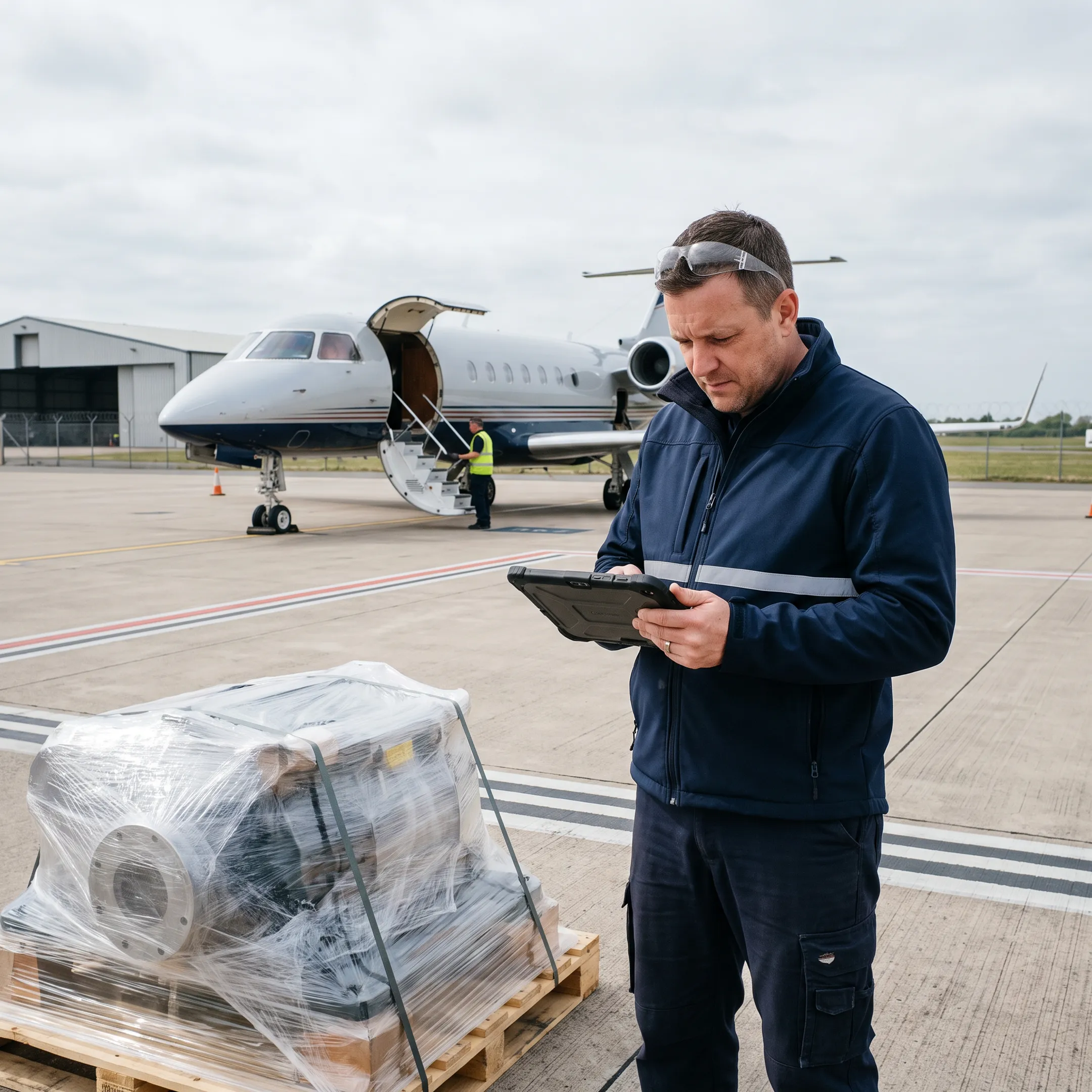 Logistics specialist coordinating an urgent air cargo shipment