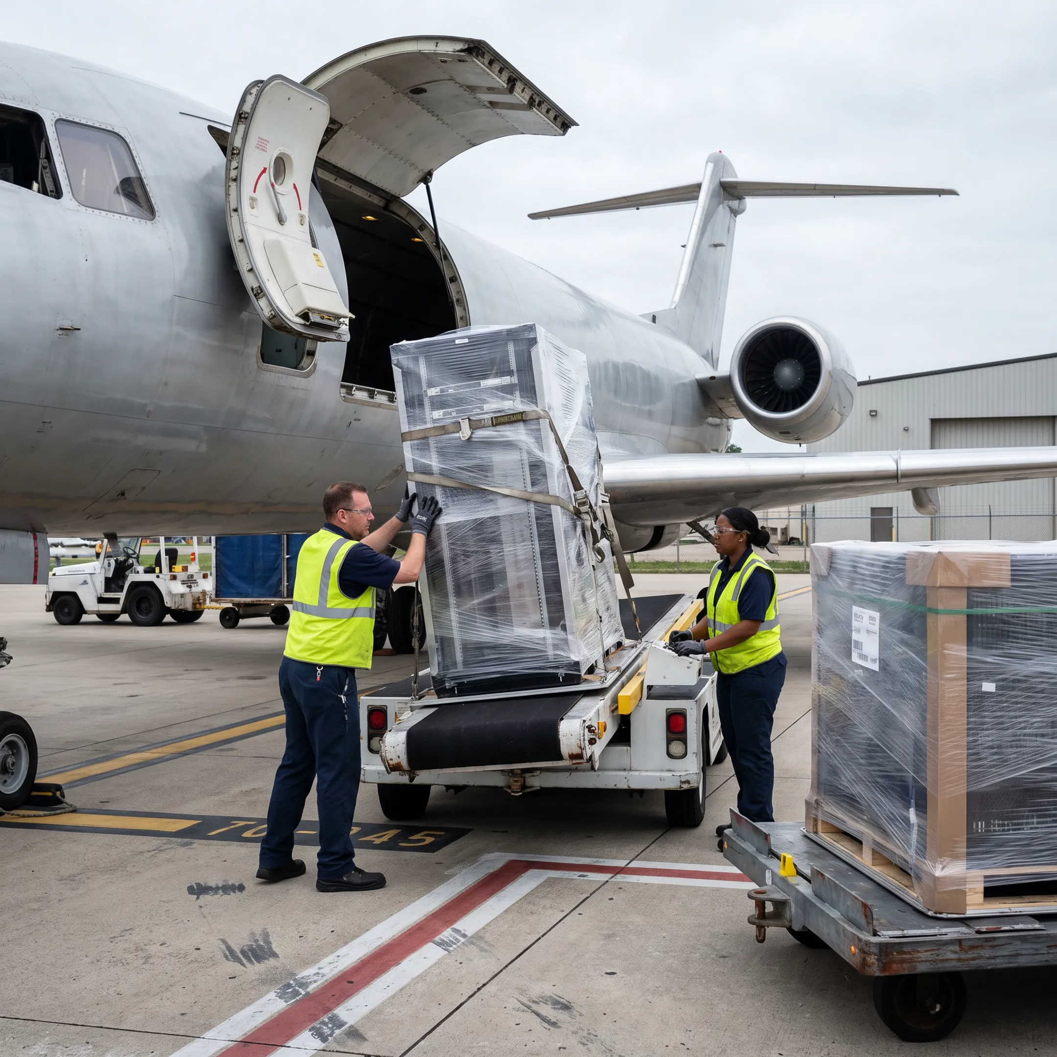 Cargo aircraft loading data center equipment