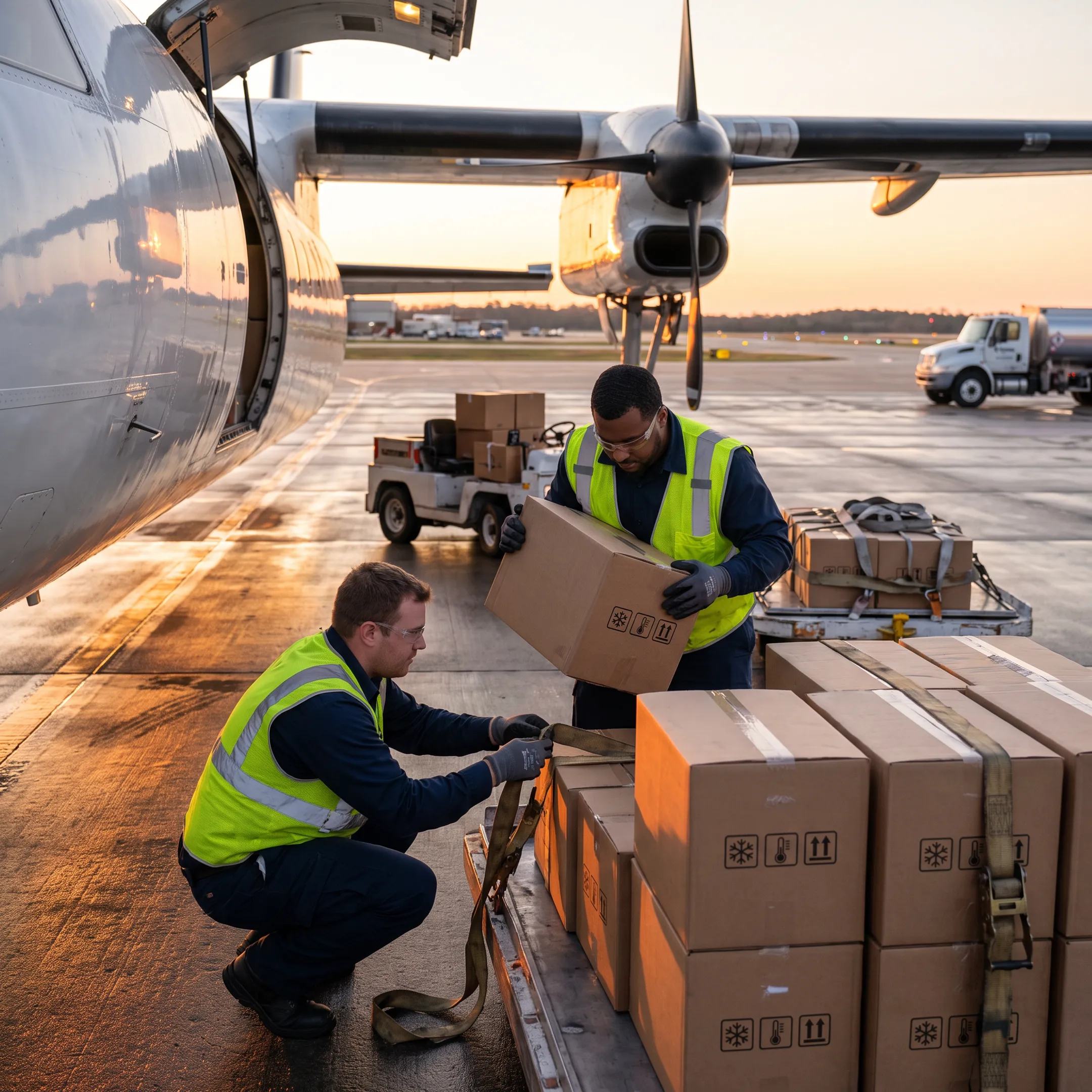 Air cargo being loaded for perishable shipment