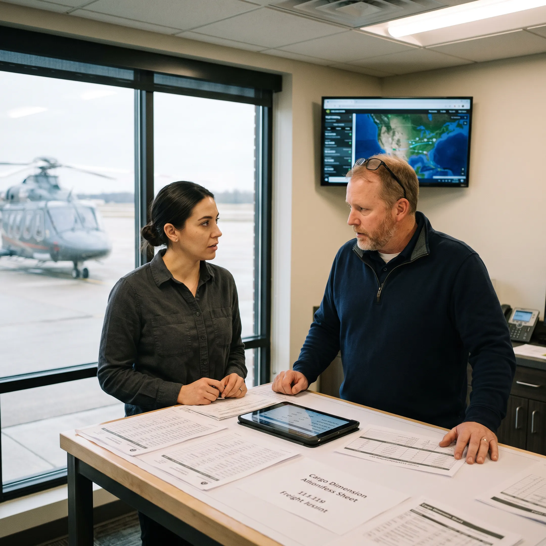 Logistics team coordinating urgent air cargo shipment