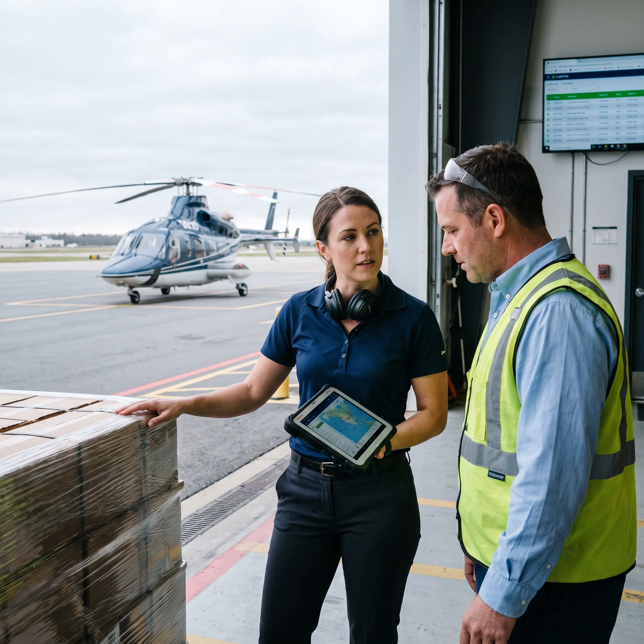 Operations team coordinating an urgent air cargo shipment