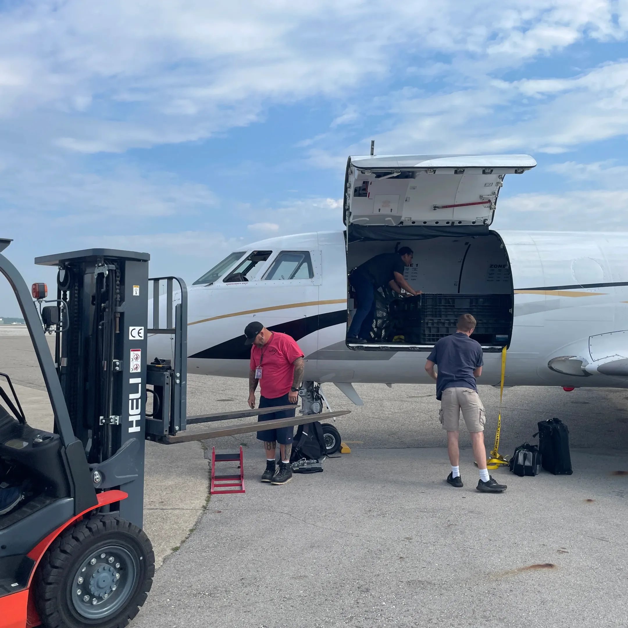 Cargo aircraft prepared for an urgent freight charter