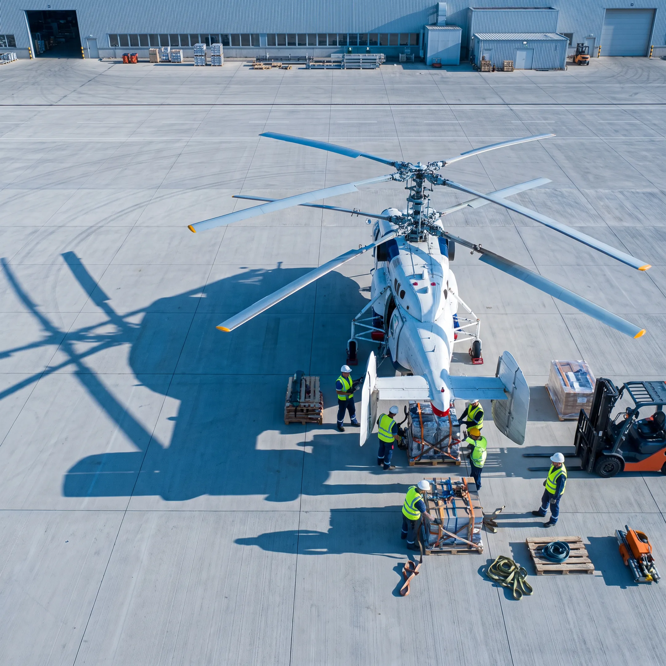 Cargo helicopter loading urgent freight