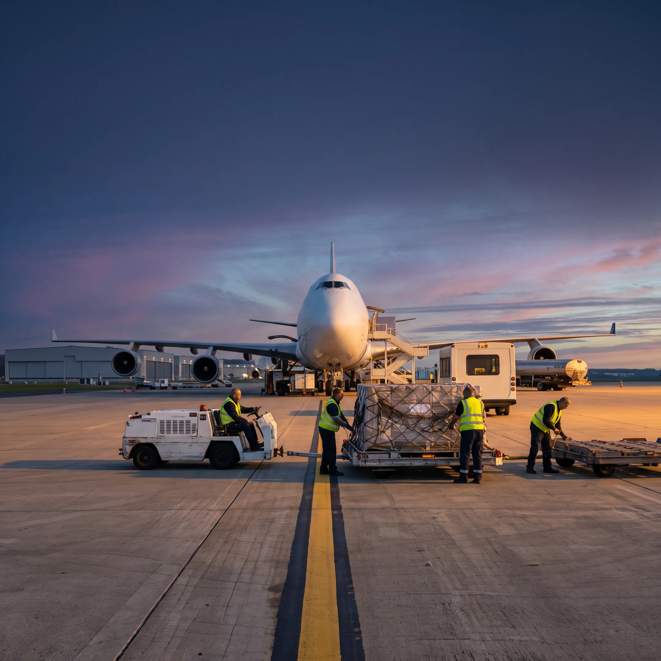 Cargo aircraft loaded for emergency freight delivery
