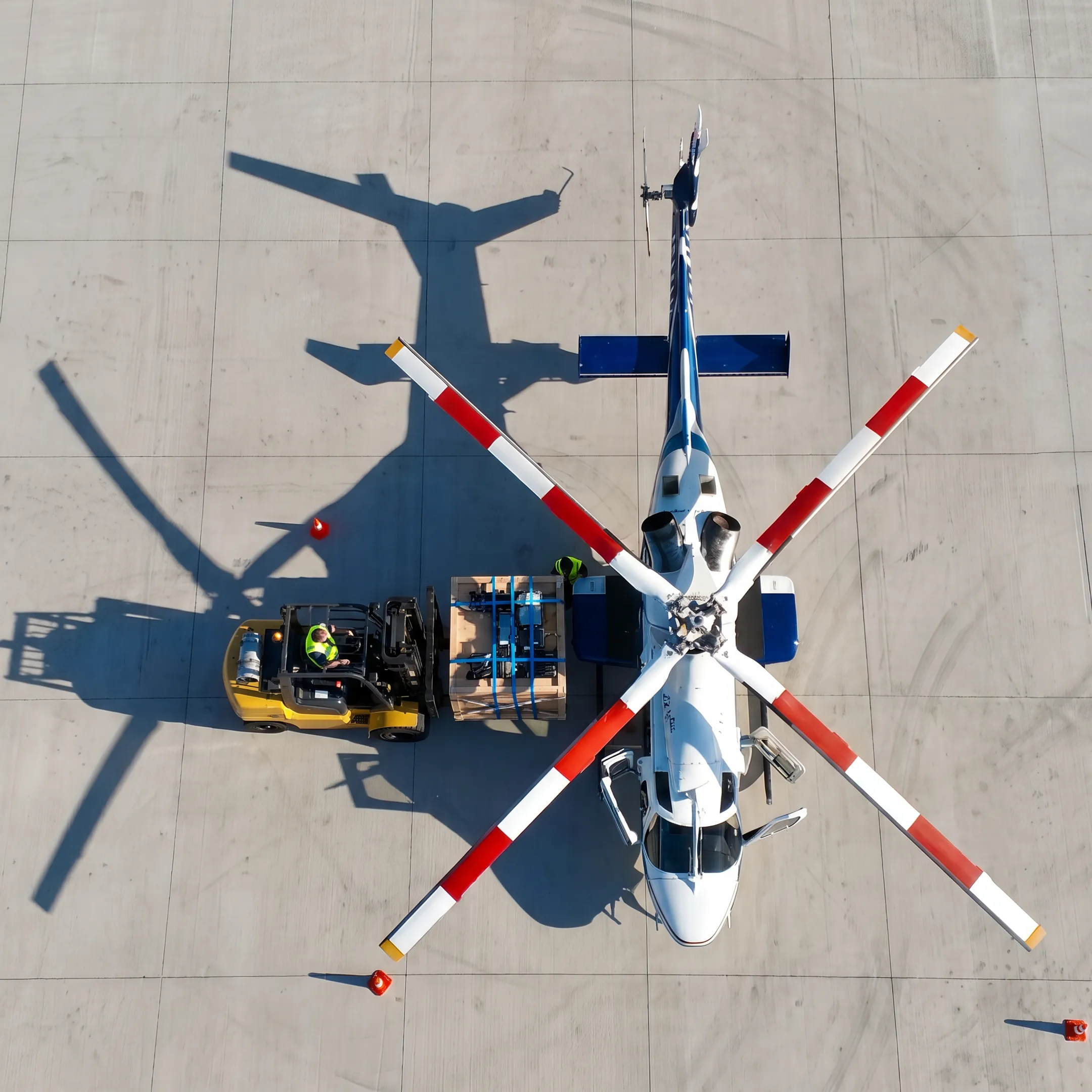 Industrial cargo prepared for helicopter delivery