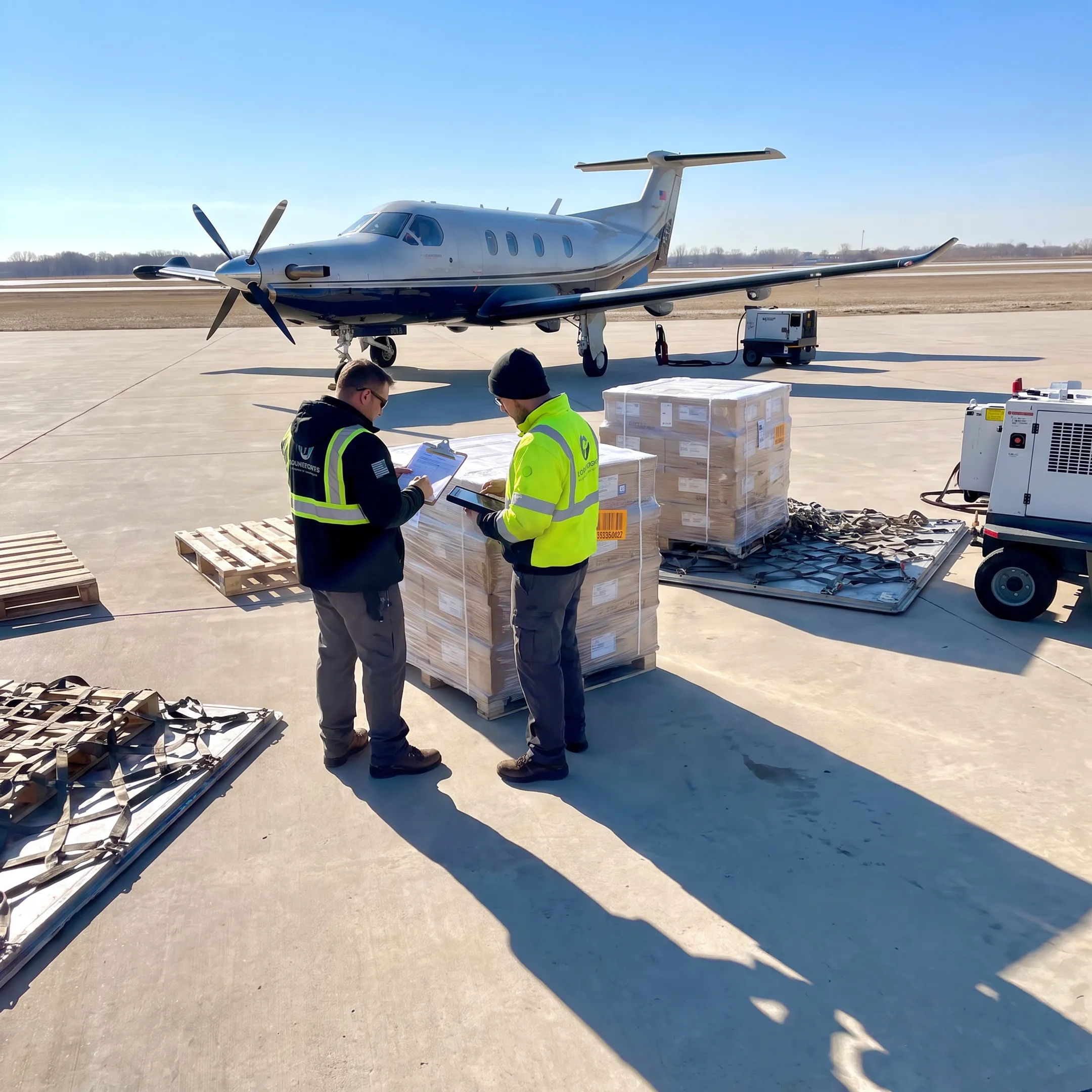 Logistics team coordinating urgent cargo charter