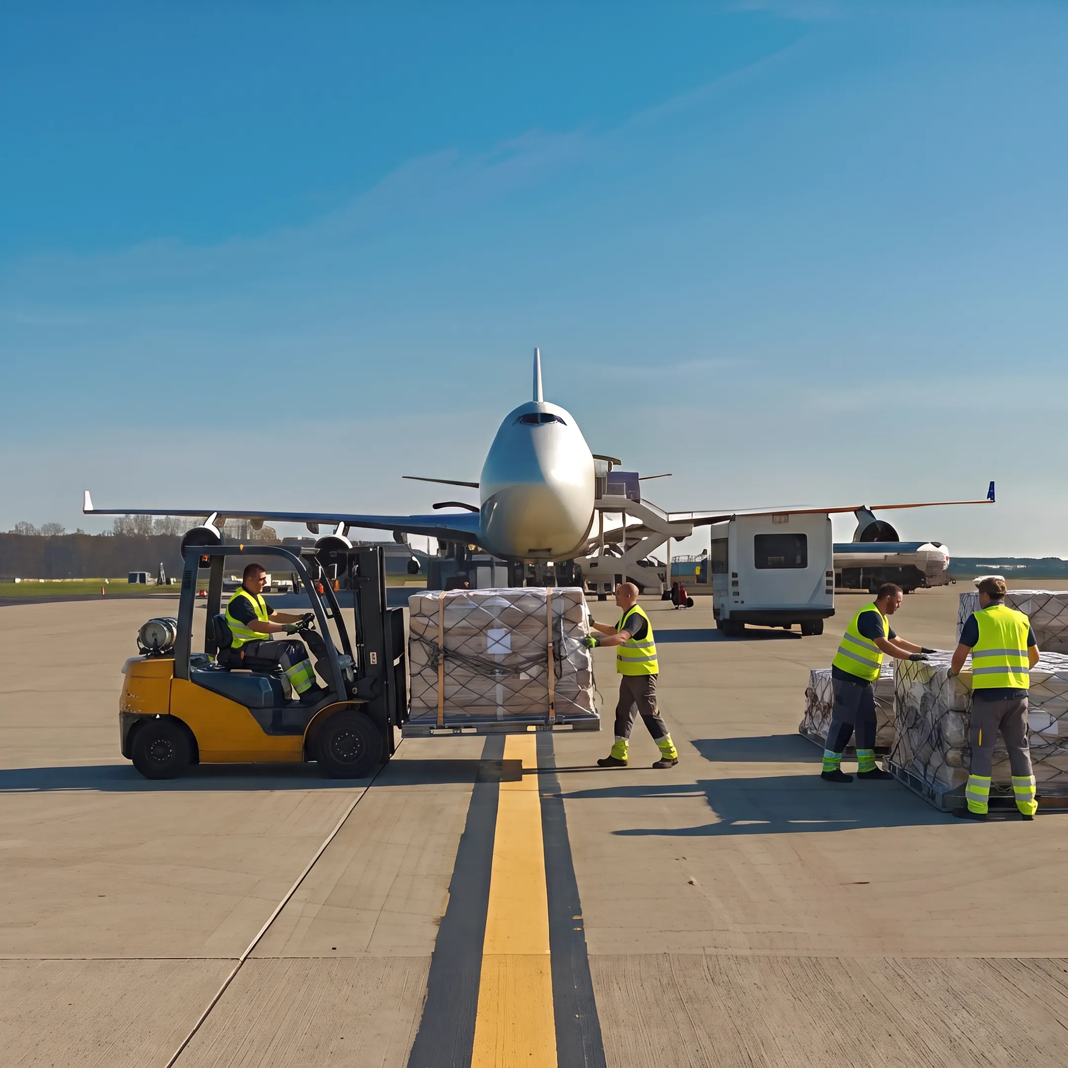 Cargo aircraft loaded for urgent freight delivery
