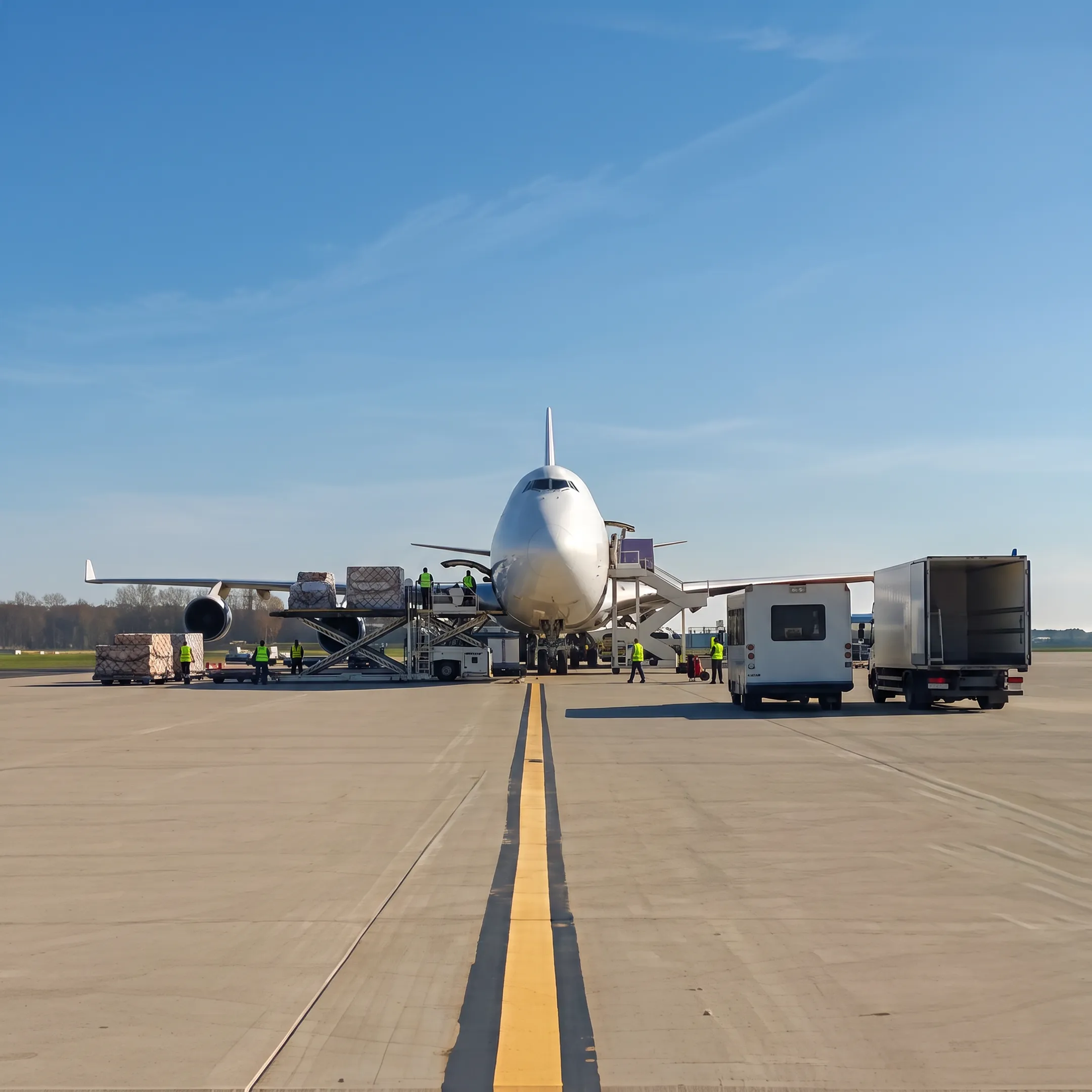 Air cargo being loaded for charter delivery