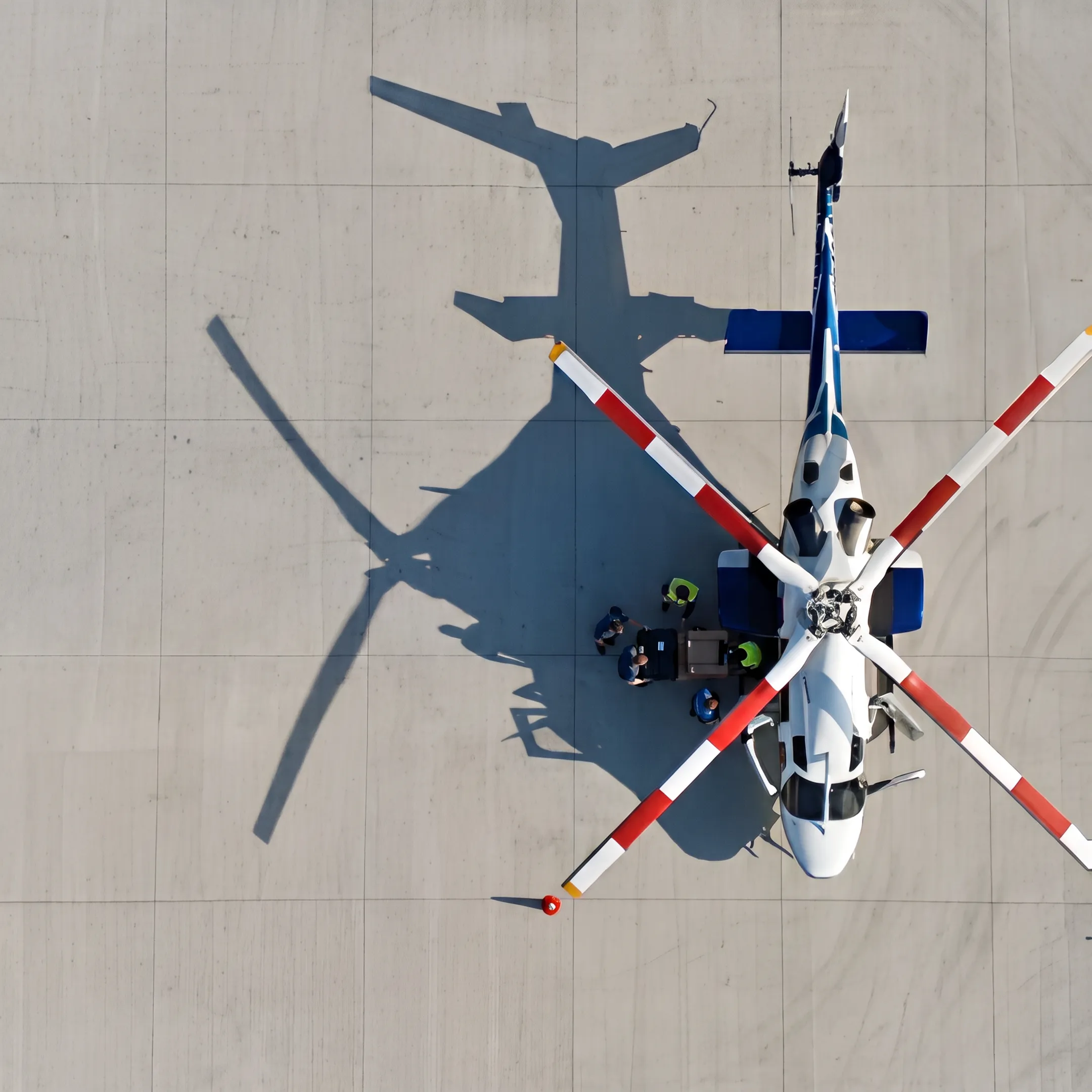 Helicopter loading cargo beside passenger seating