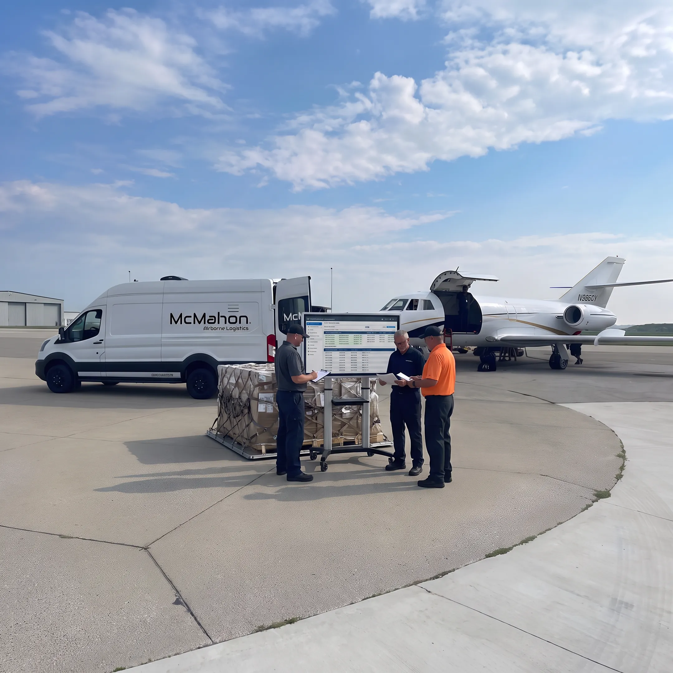 Logistics team coordinating time-critical air cargo