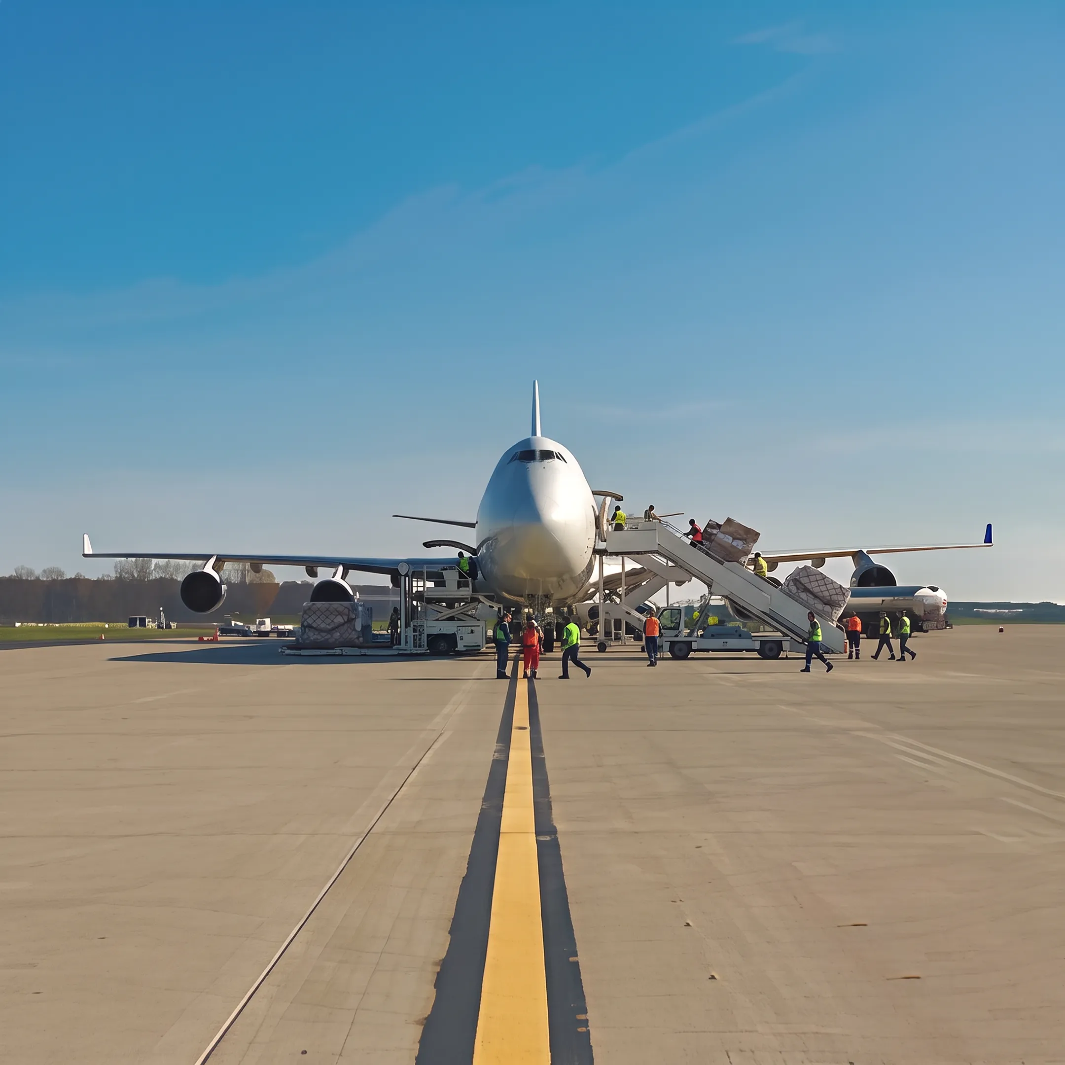 Air cargo charter aircraft prepared for urgent freight from Detroit