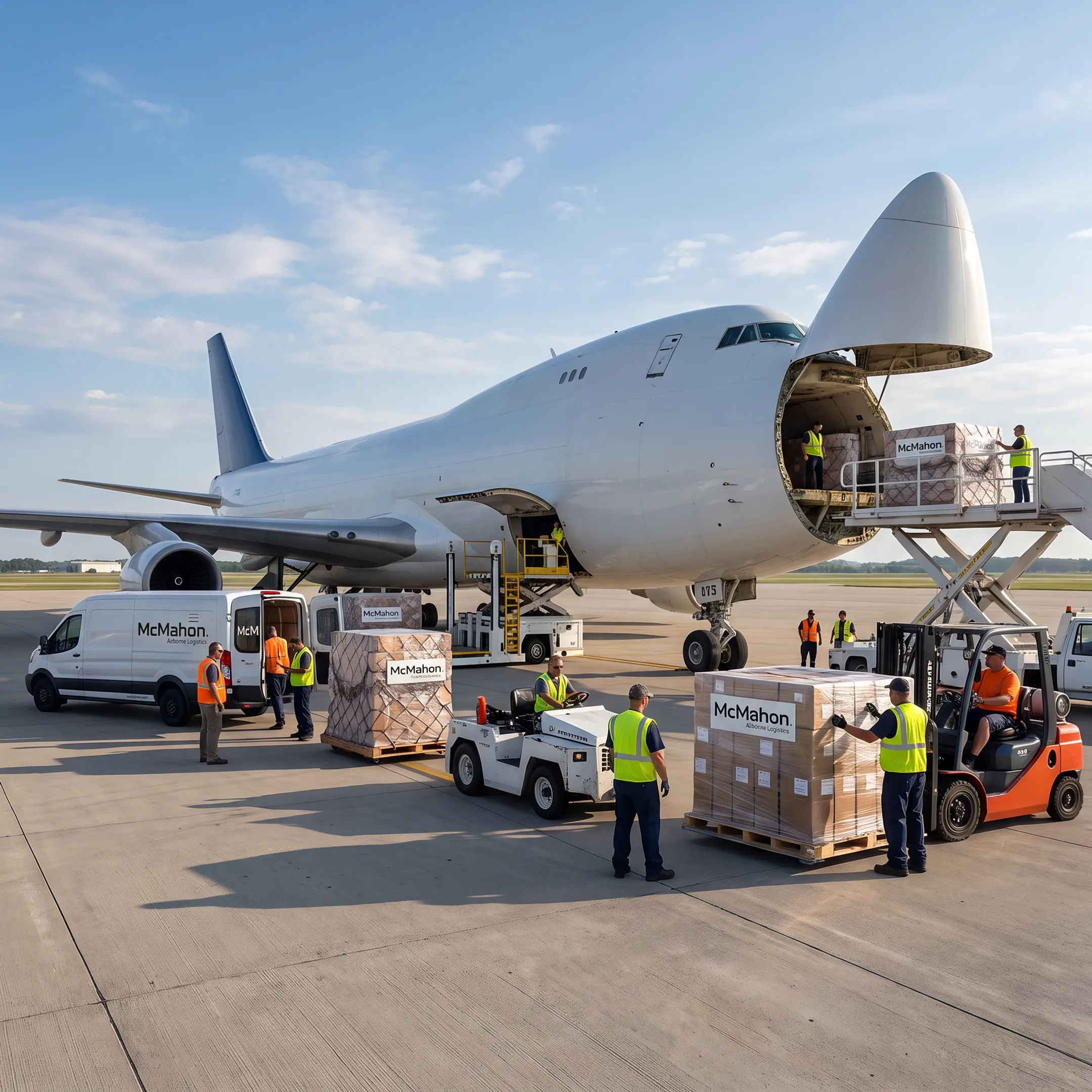 Air cargo charter aircraft prepared for time-critical freight shipment