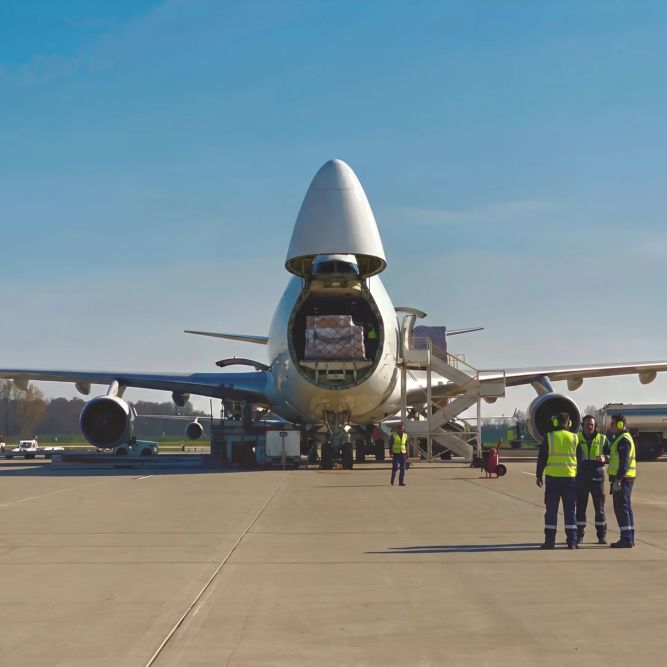 Air cargo charter aircraft prepared for urgent freight shipment