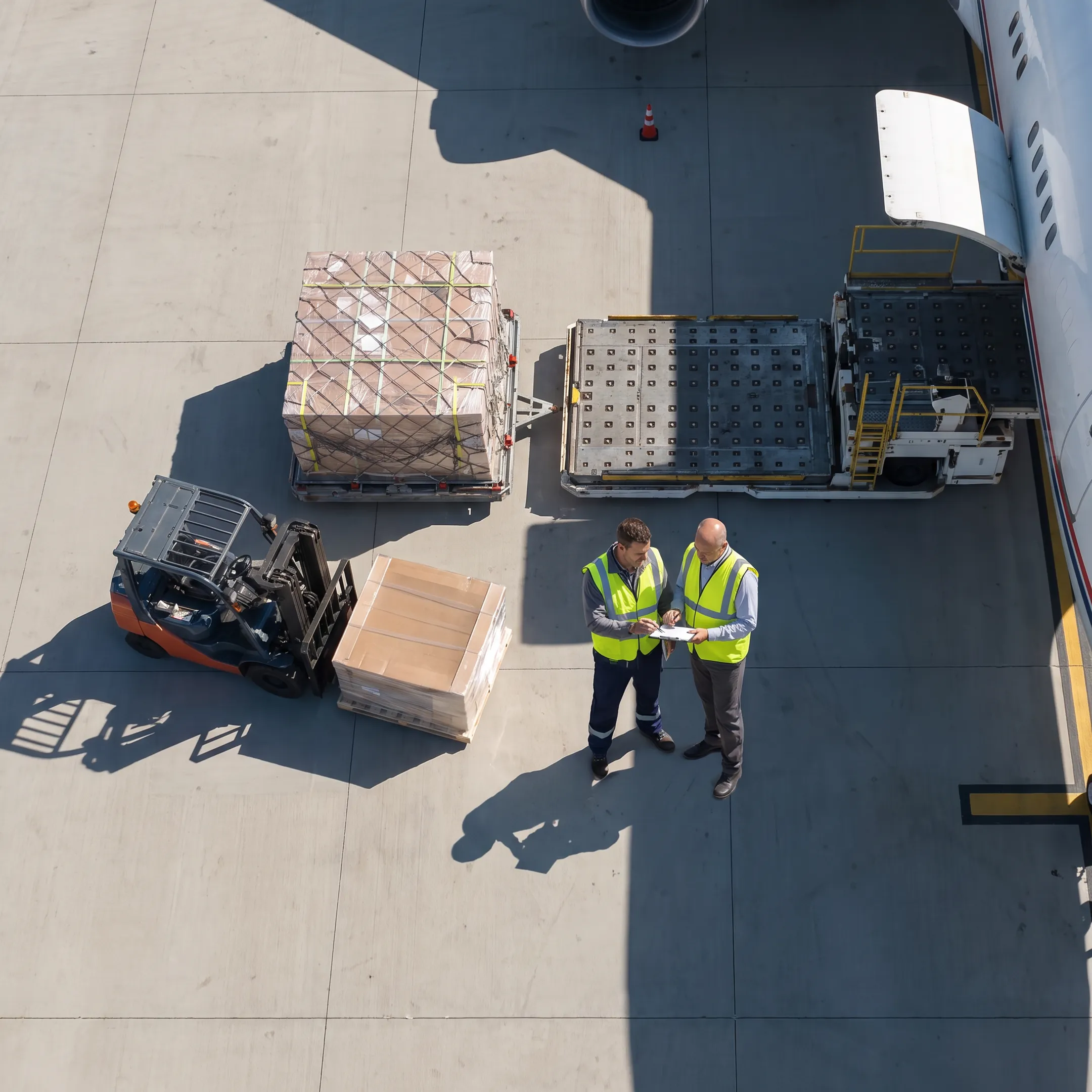 Logistics team coordinating an urgent air cargo shipment
