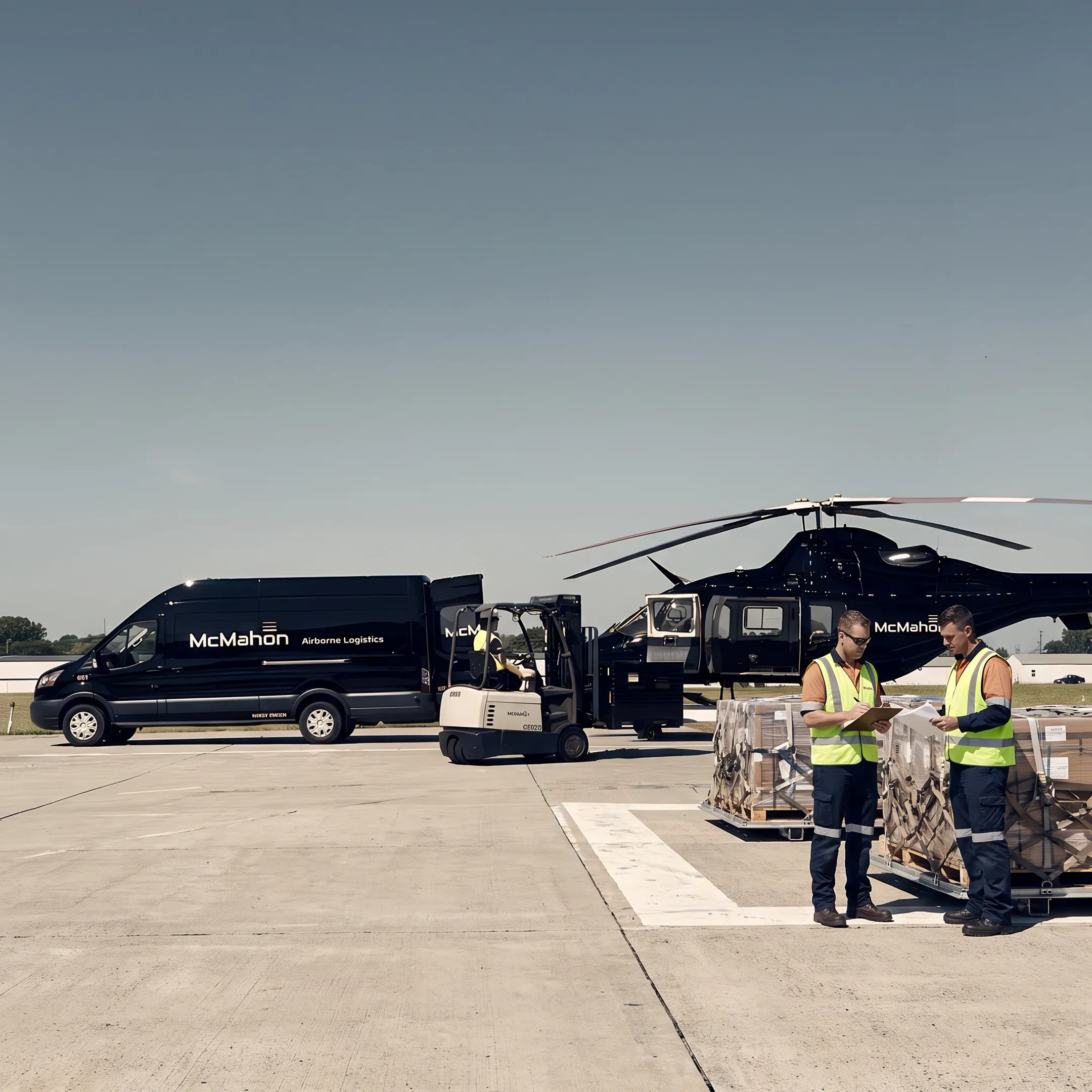 Logistics team coordinating an air cargo charter shipment