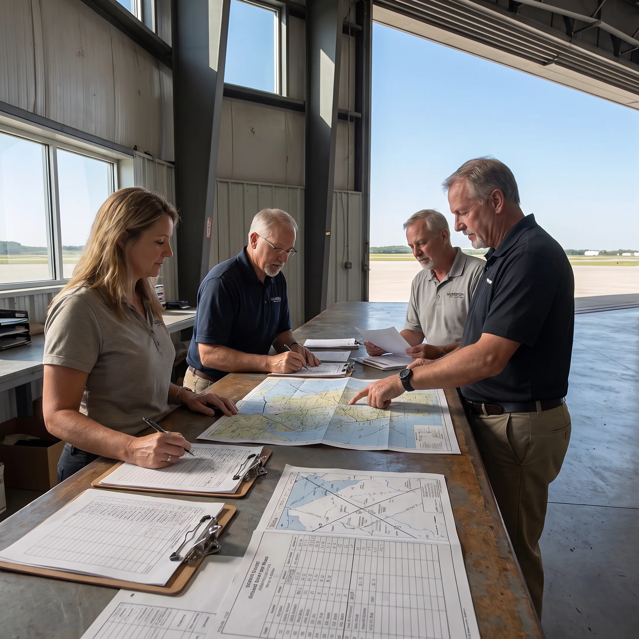 Logistics team coordinating an air cargo charter shipment
