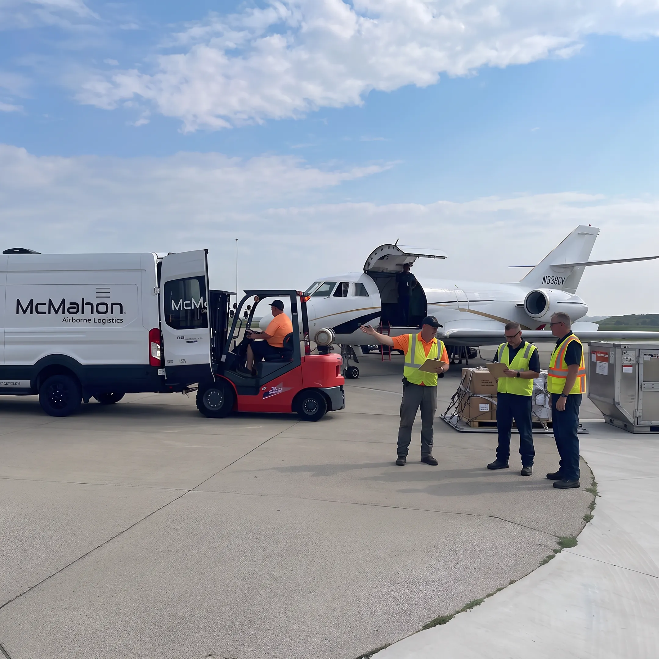 Logistics team coordinating air cargo shipment