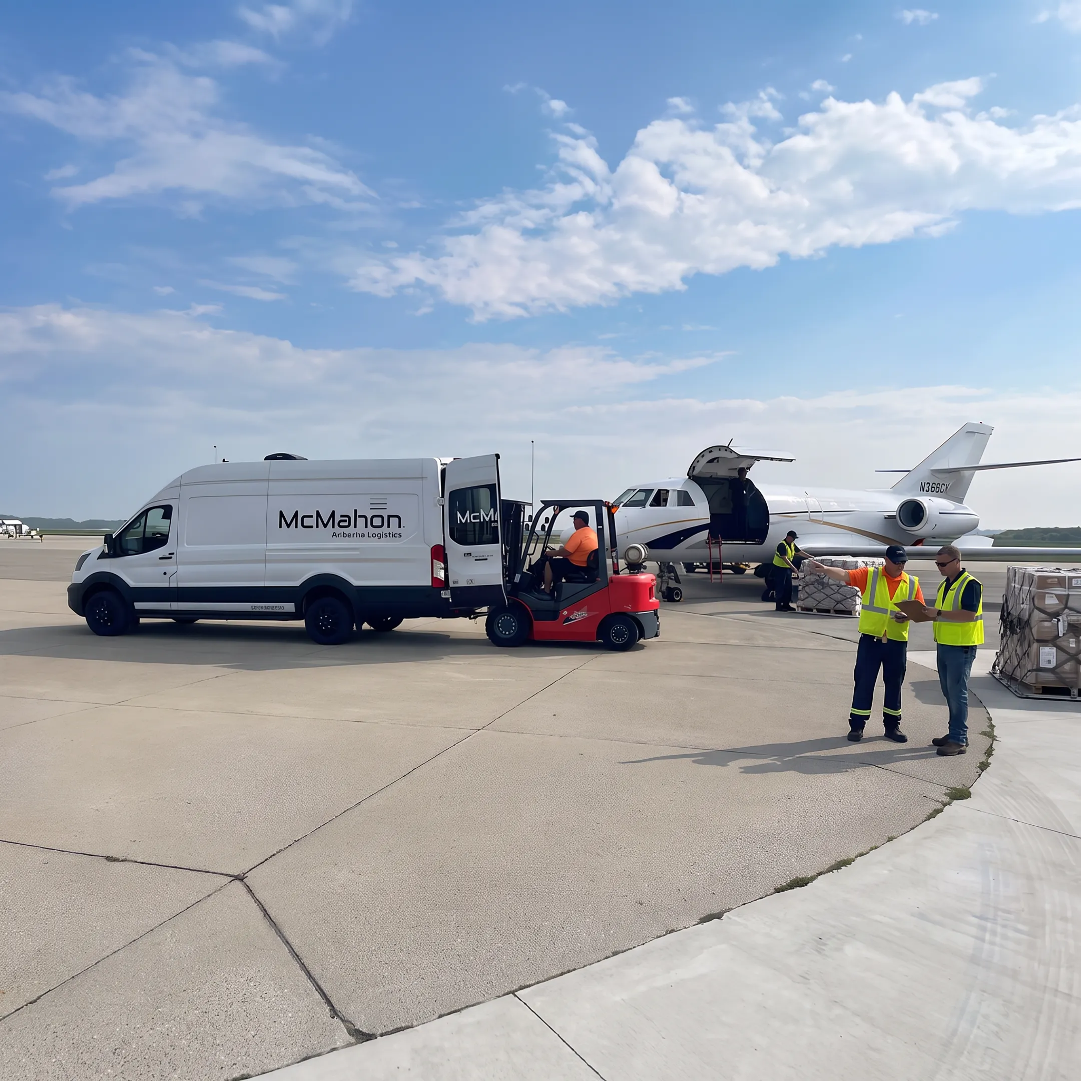 Logistics team coordinating urgent air cargo shipment