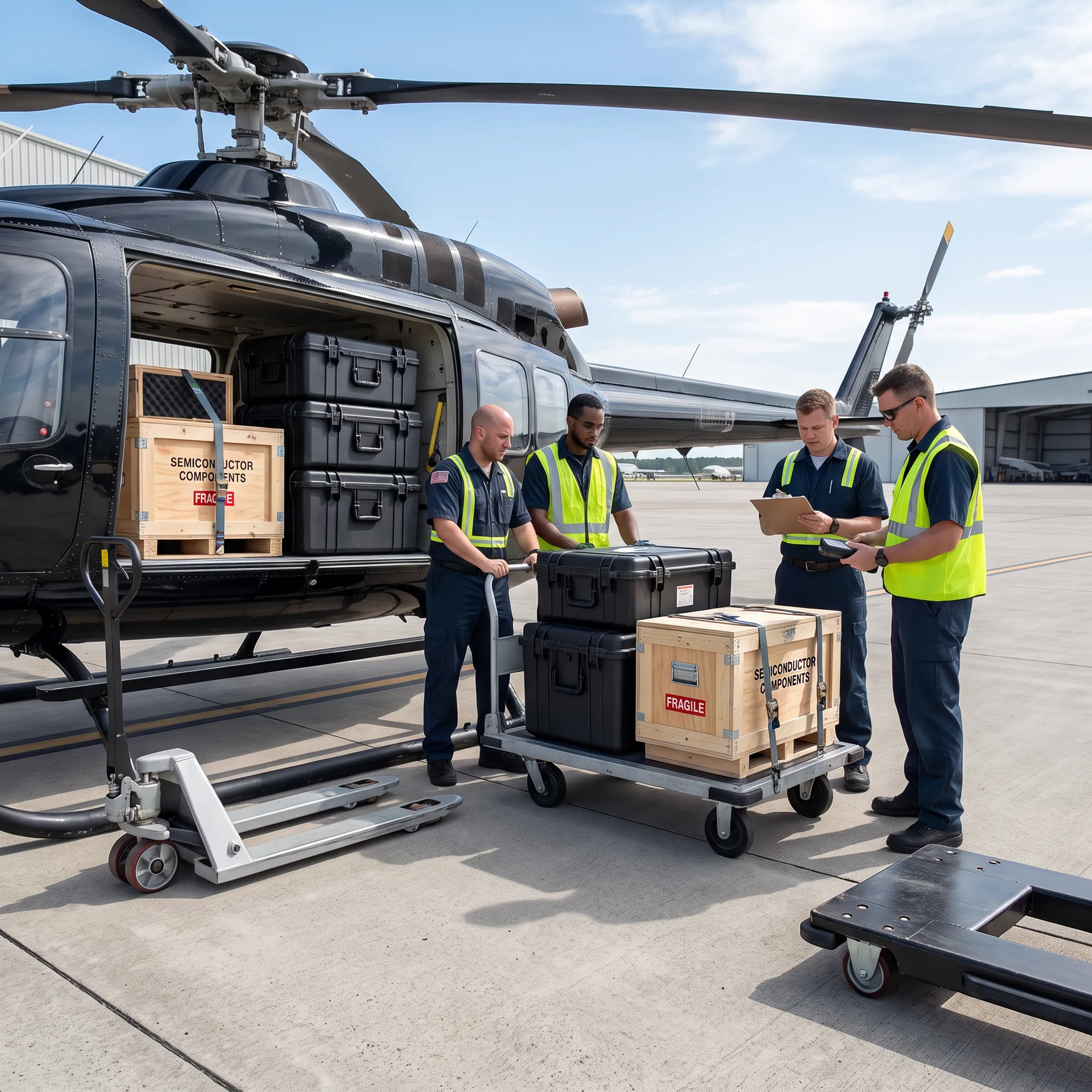 Semiconductor freight prepared for urgent air transport