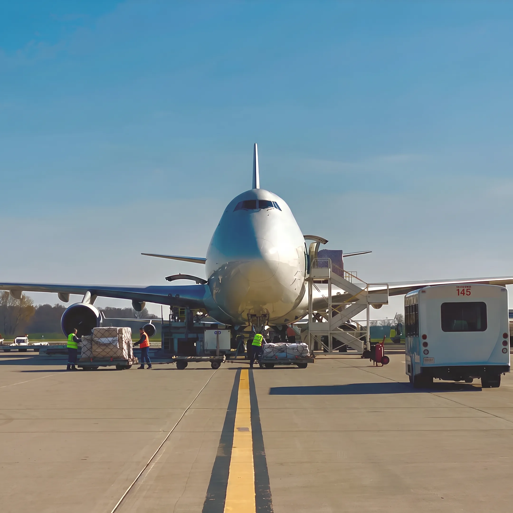 Air cargo charter aircraft preparing for a time-critical freight shipment near Louisville