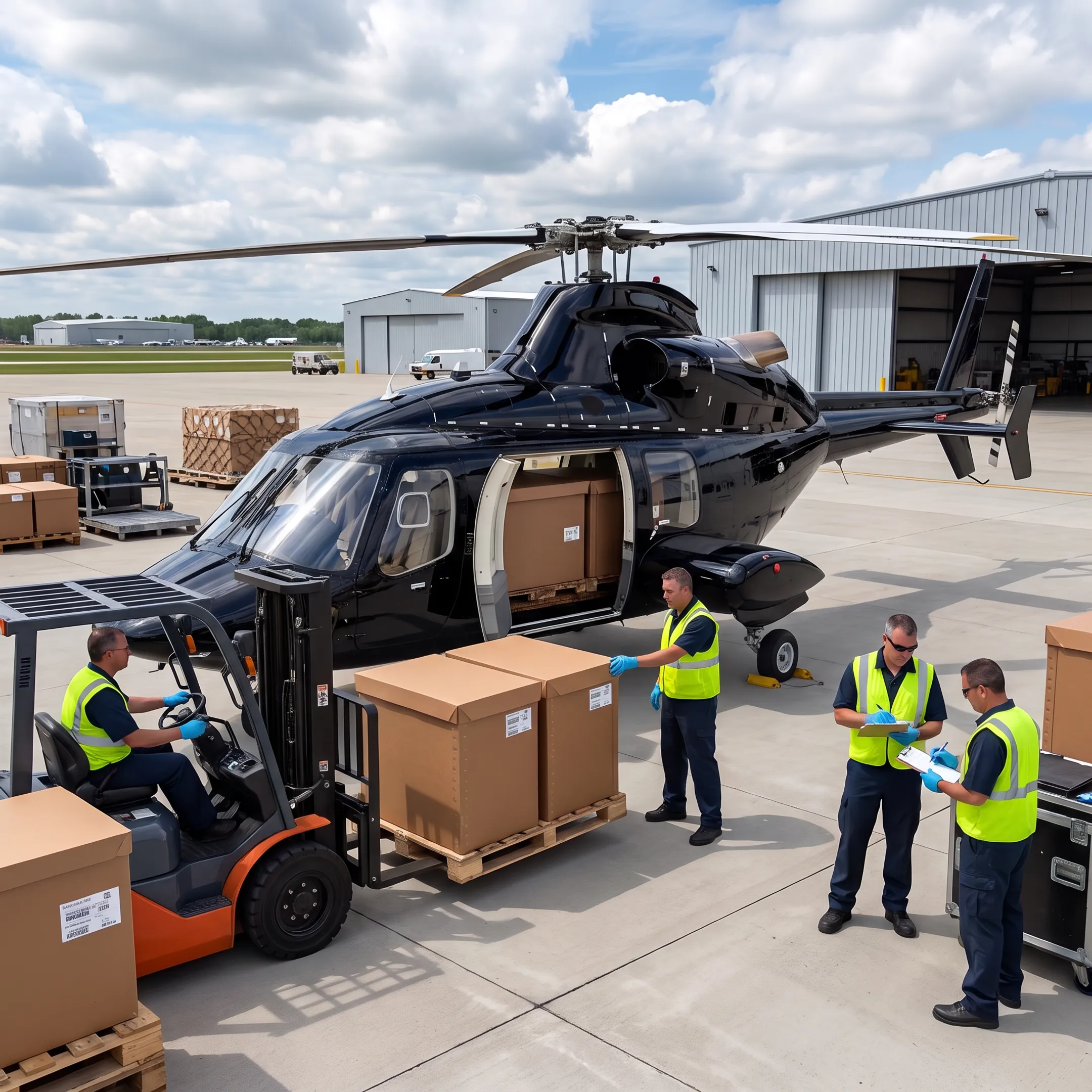 Helicopter transporting time-critical freight near Michigan