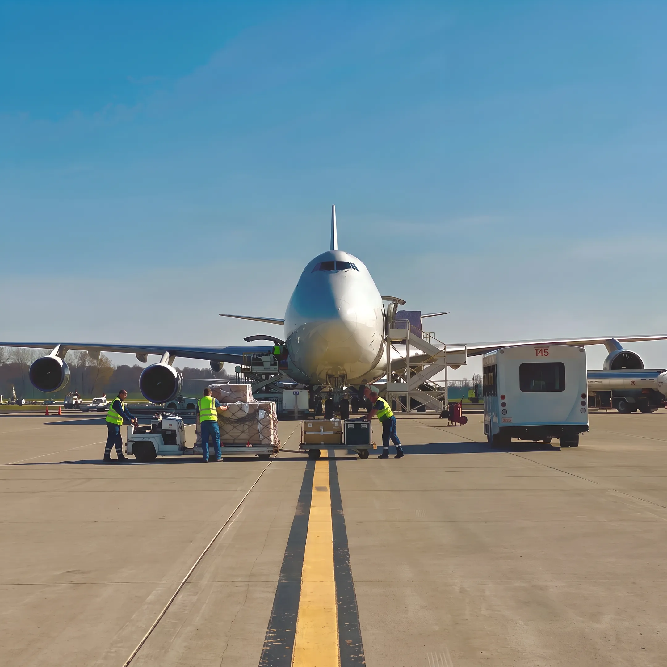 Air cargo charter aircraft prepared for freight transport