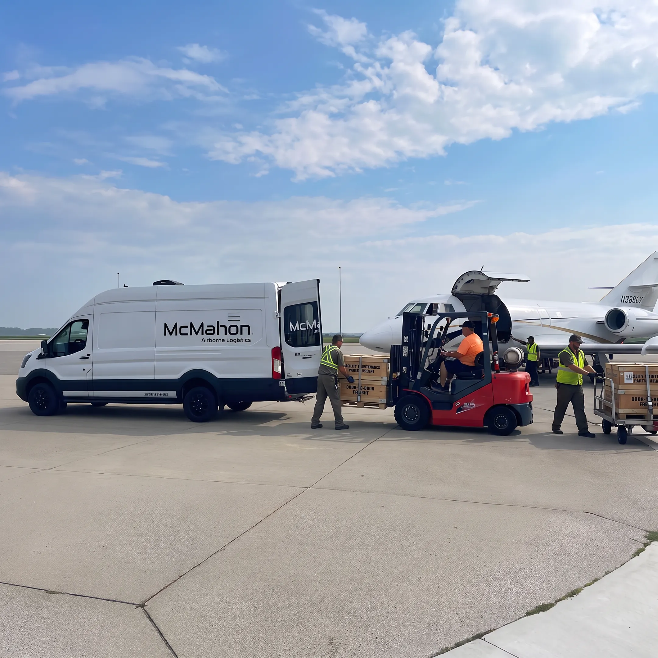 Expedited aircraft cargo delivery for facility maintenance parts